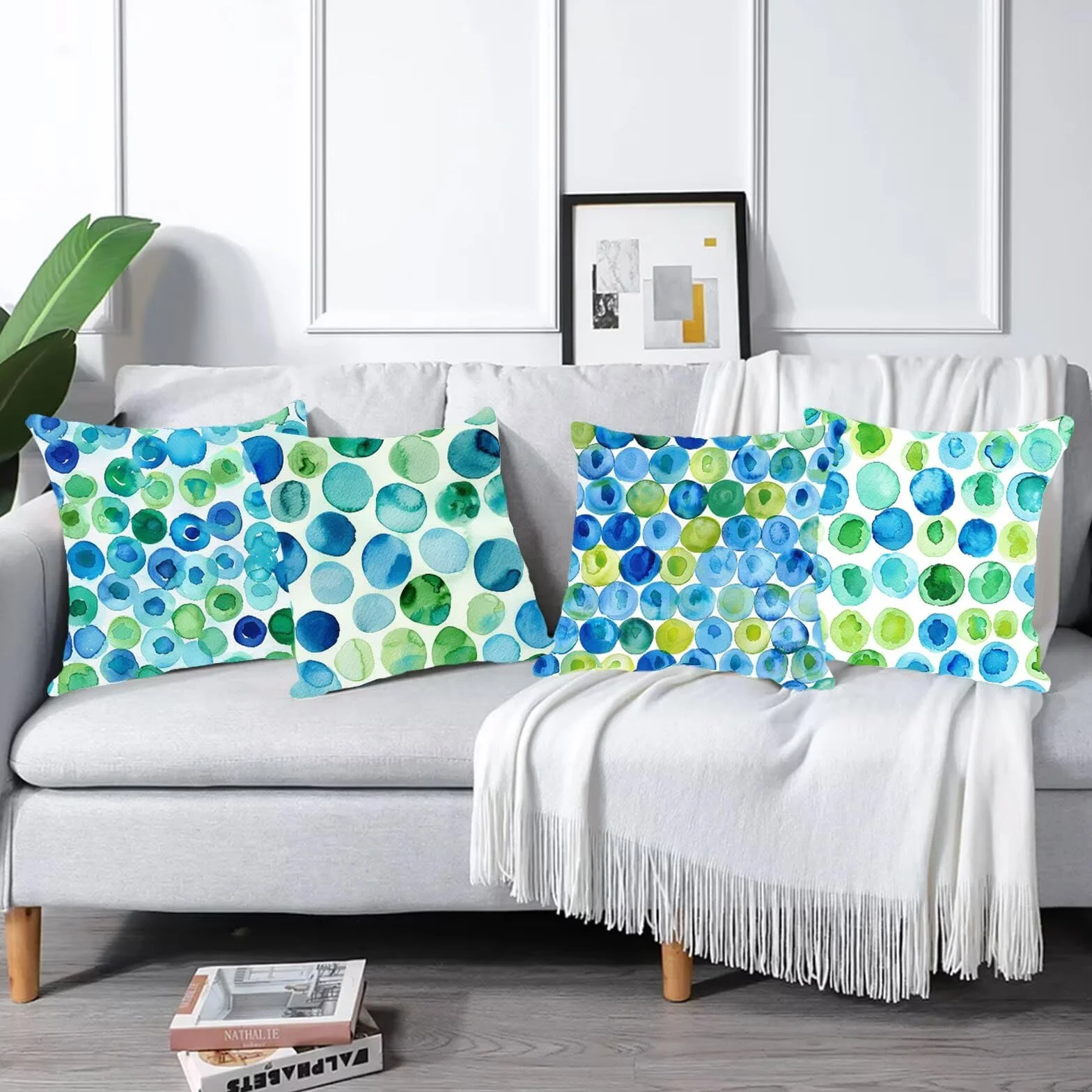 Cuscini per Divano Turchese Impermeabile 65x65 4 Pezzi Copricuscini Quadrati Giardino Esterno