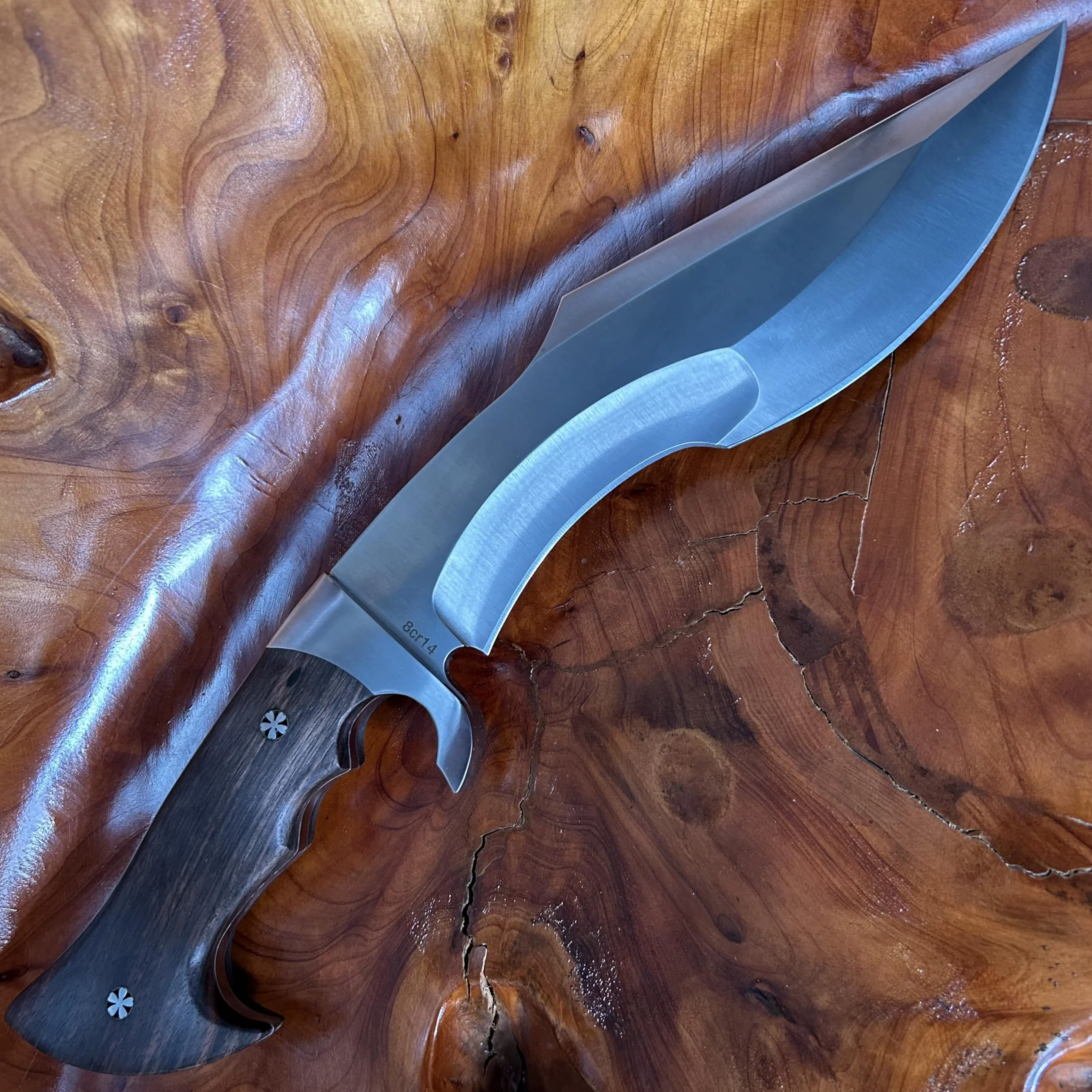 39cm【peso coltello 0.77kg】 machete pesante - Tang completo 60HRC Lama in acciaio ad alto tenore di carbonio Manico in legno di ebano Con fodero in pelle di mucca
