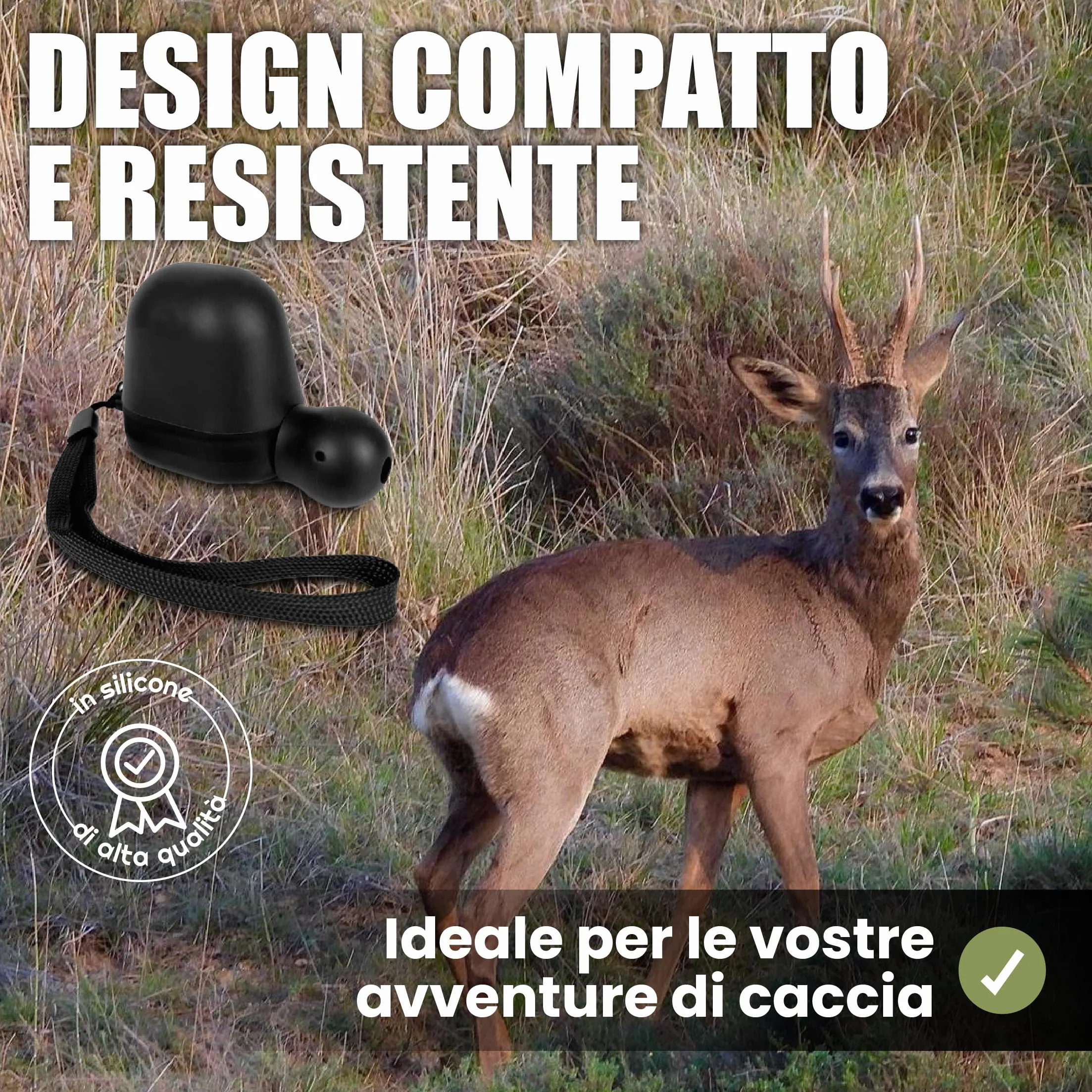 Buttolo Capriolo Originale – Richiamo Efficace per Capriolo Maschio con Corda e Manuale Multilingue