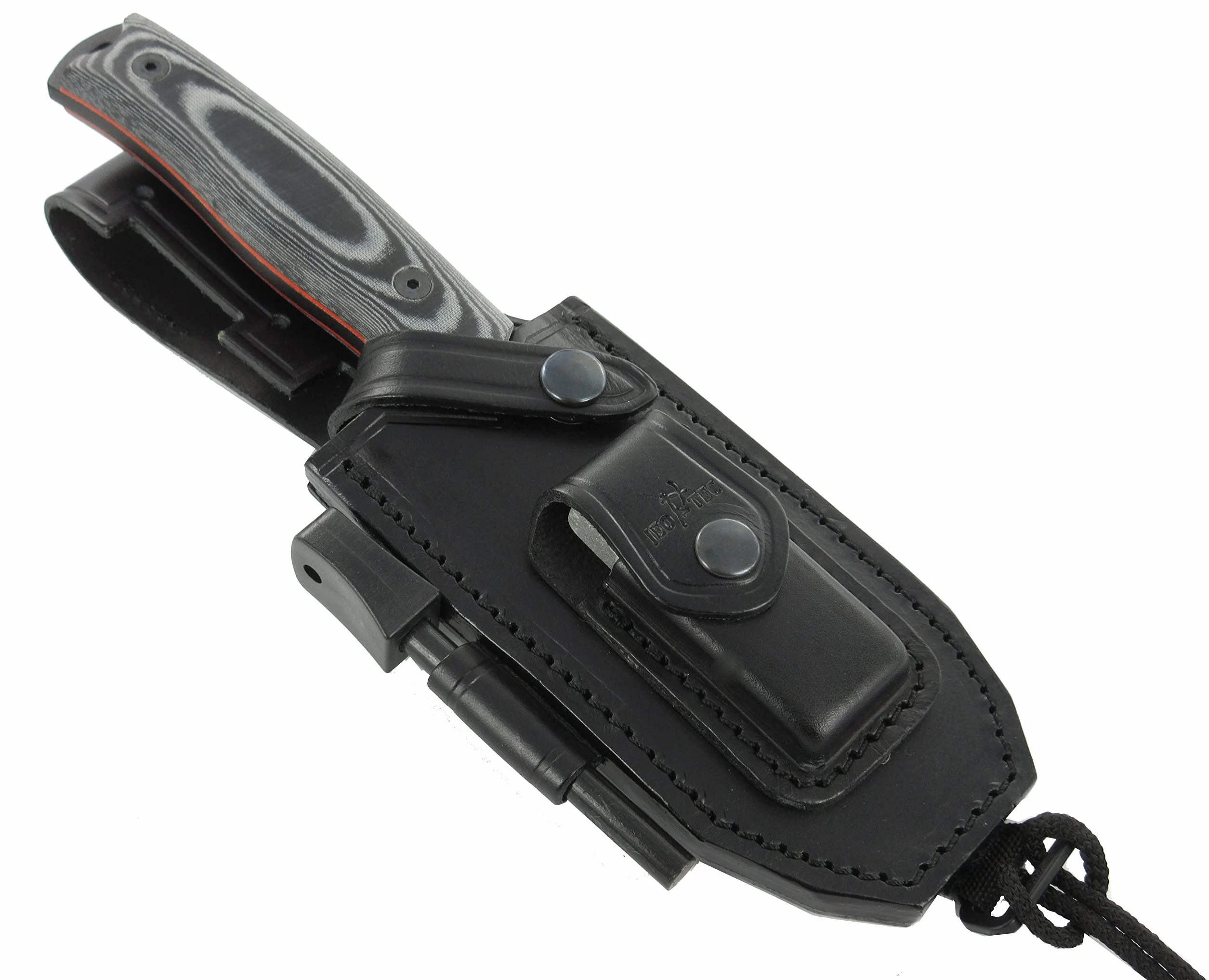 JEO-TEC Nº21 Coltello a Lama Fissa da Sopravvivenza Caccia Pesca Outdoor Campeggio, Lama in acciaio inox BOHLER N690C, Custodia pelle multi-posizionale, Fatto a mano in Spagna