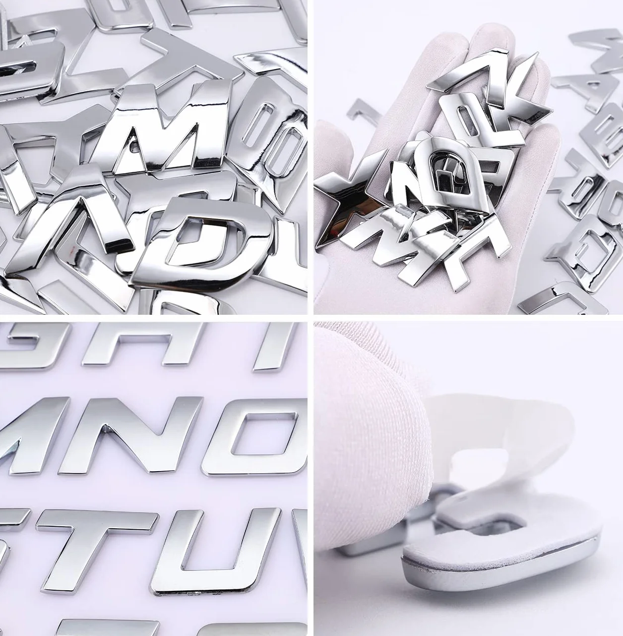 Lettere autoadesive 3D in metallo corsivo per auto decorazione