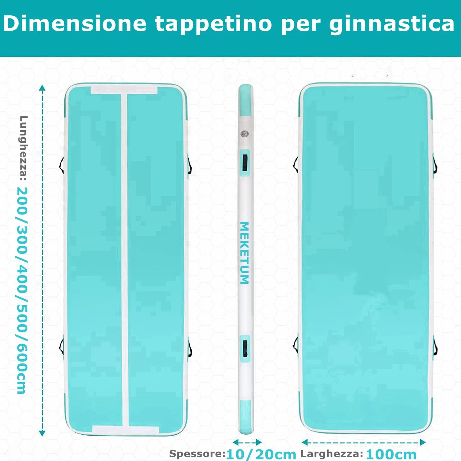 Air Track Tappetino Ginnastica Artistica 2-6 Metri 10/20CM Spessore Materasso con Pompa