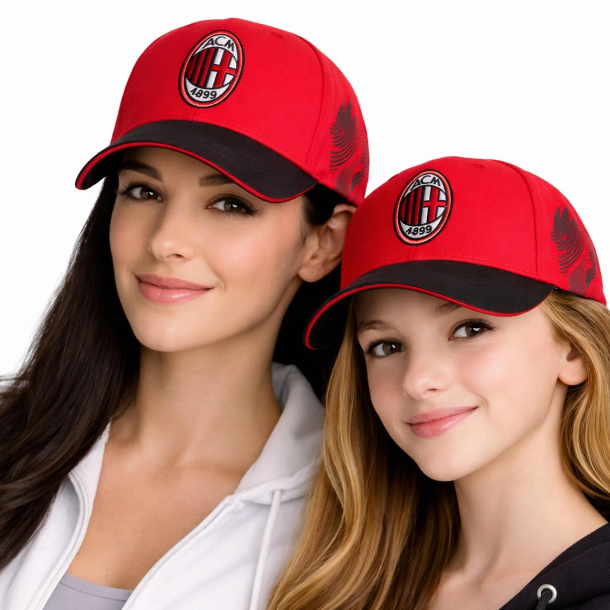 AC Milan Cappello Ufficiale in Cotone Rosa con Logo Modello Baseball Visiera Curva Regolabile
