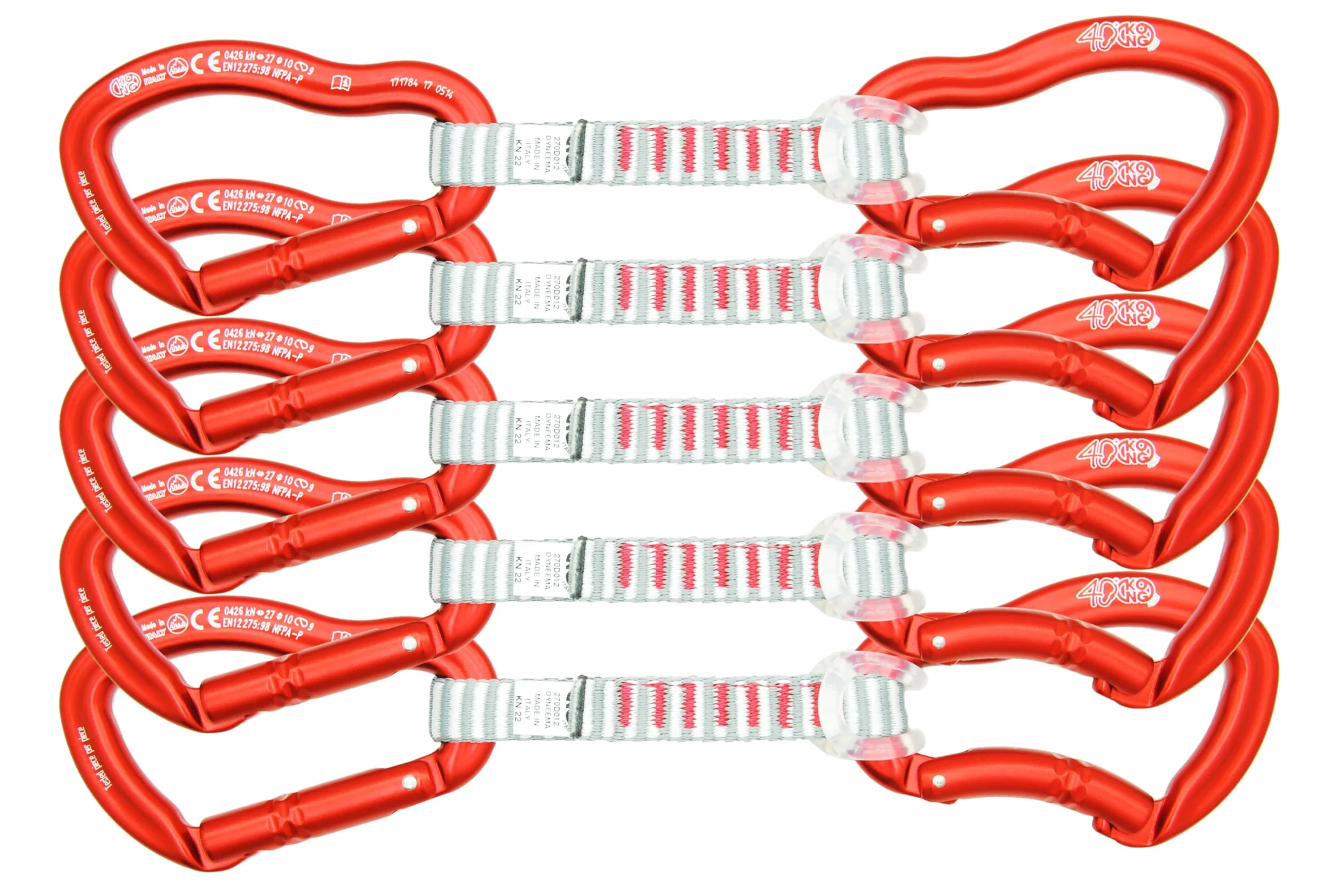 Kong Ergo Anniversary Set di 5 Rinvii da Arrampicata con Moschettoni Keylock EN 12275 125g