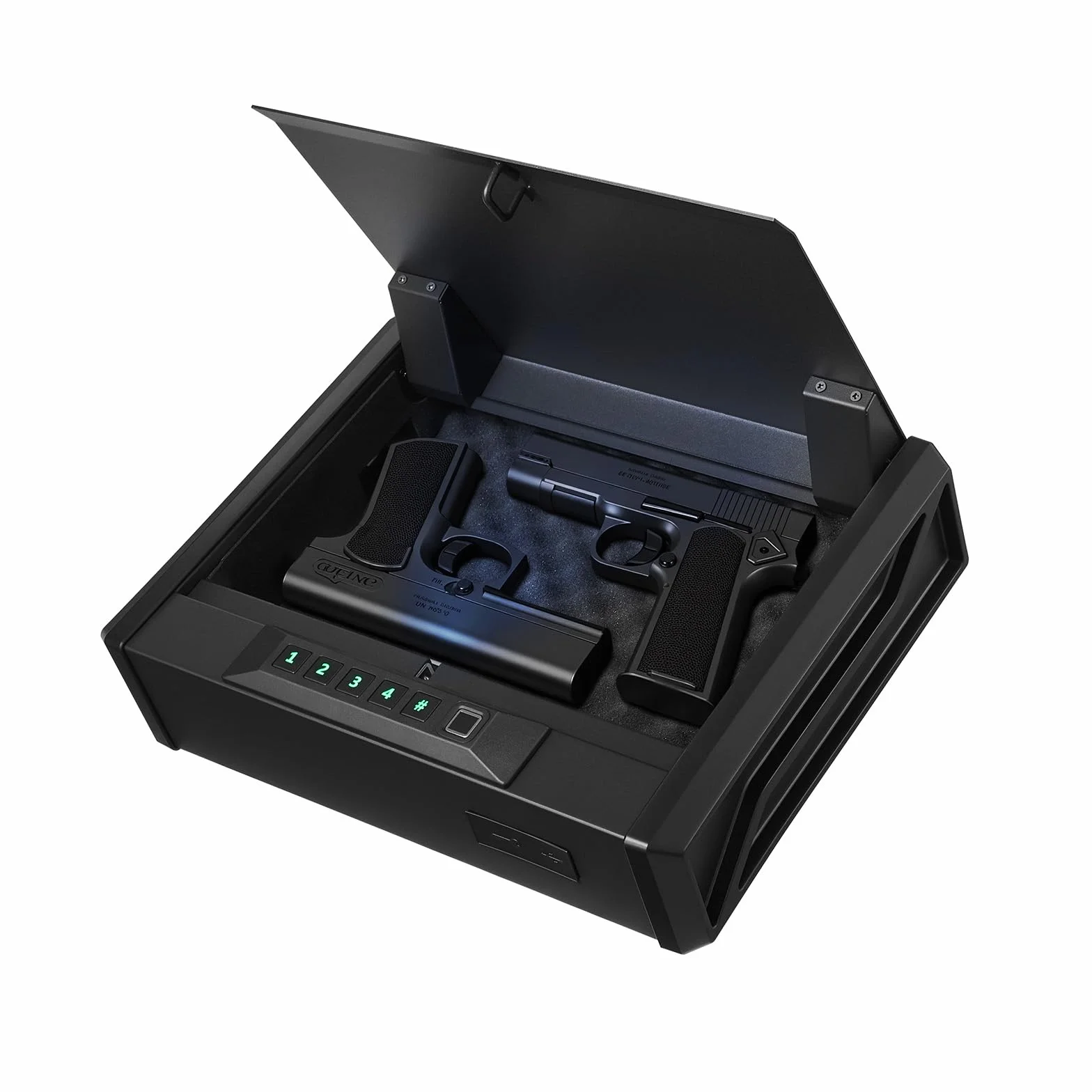 VEVOR Cassaforte per Pistola Impronta Digitale Password 4 Cifre Chiave 2 Pistole 2 Caricatori 360x275x90 mm