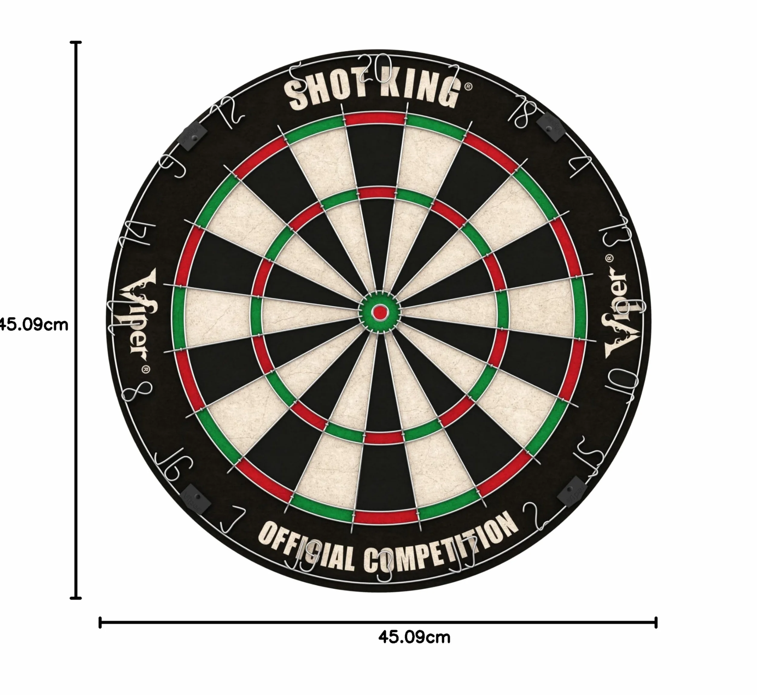 Shot King Regulation Set di bersagli con punta in acciaio 45,1 cm 6 freccette nero
