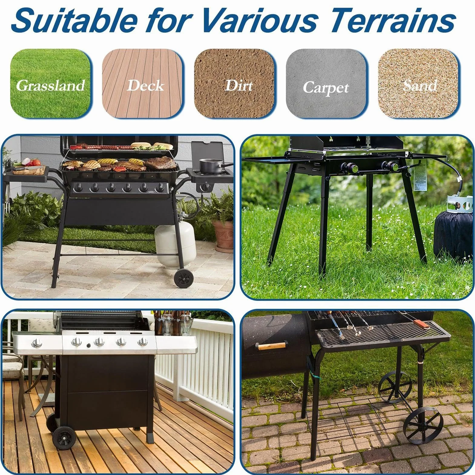 Piedini di livellamento per barbecue resistenti per patio giardino cortile campeggio