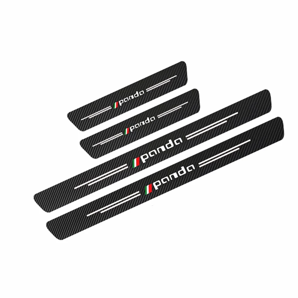 HBKJ Fibra di Carbonio Guardia Porta Soglia 4 Pezzi per Fiat Panda 2021 2020 2019 2018 2016 Battitacco Prevenire L'Usura AntiGraffio Accessori Styling Dll'auto
