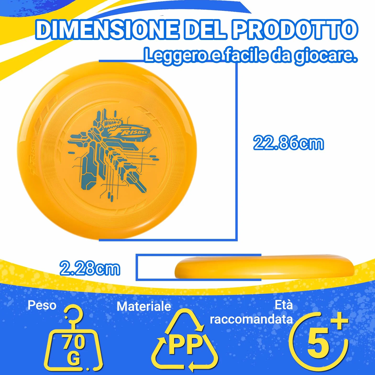 Wham-O Frisbee 2 Pack Dischi Volanti 22.86 cm Leggeri Colorati per Principianti Bambini Ragazzi Ragazze 5+ Anni Gioco Esterno Spiaggia Parco Giardino 70g