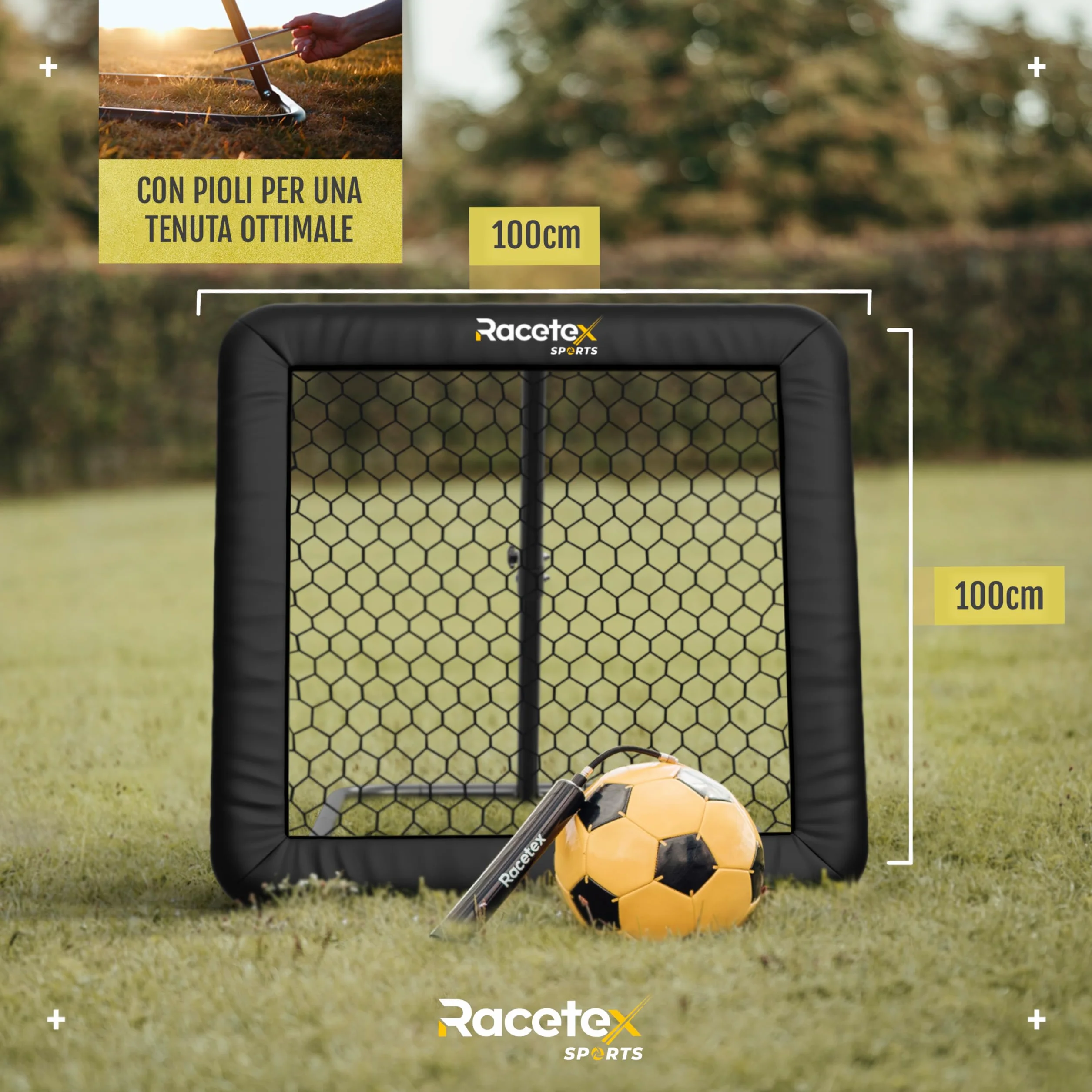 Rimbalzo da Calcio 100x100 cm Regolabile Racetex