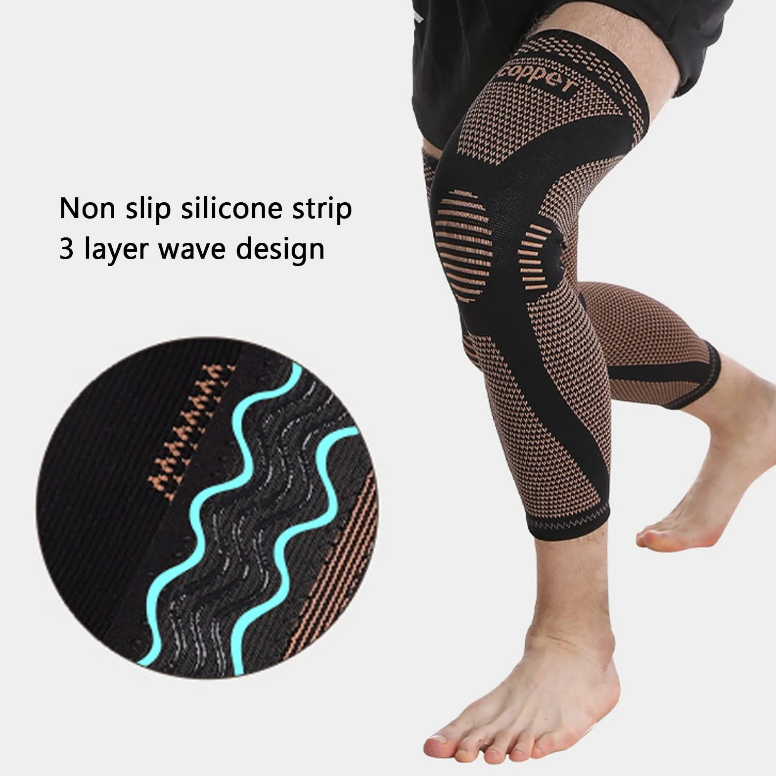 Protezione sportiva per ginocchiere maniche compressione gambe lunghe elastico Acj Pcl Menisco artrite tendinite XXL