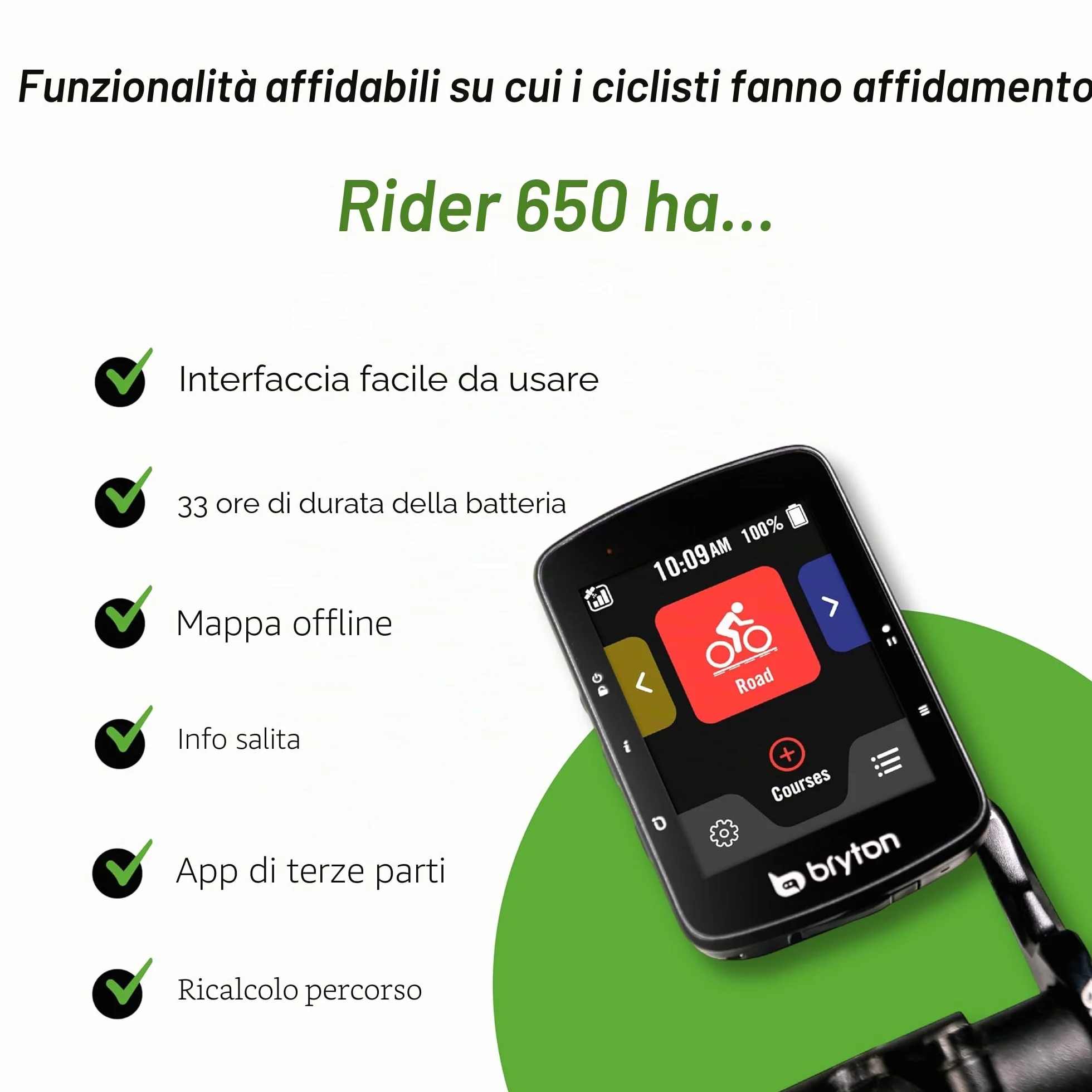 Bryton Rider 650/550 GPS Ciclismo Computer, Schermo a Colori 2.8 pollici, Navigazione Turn-By-Turn, Bluetooth & ANT+
