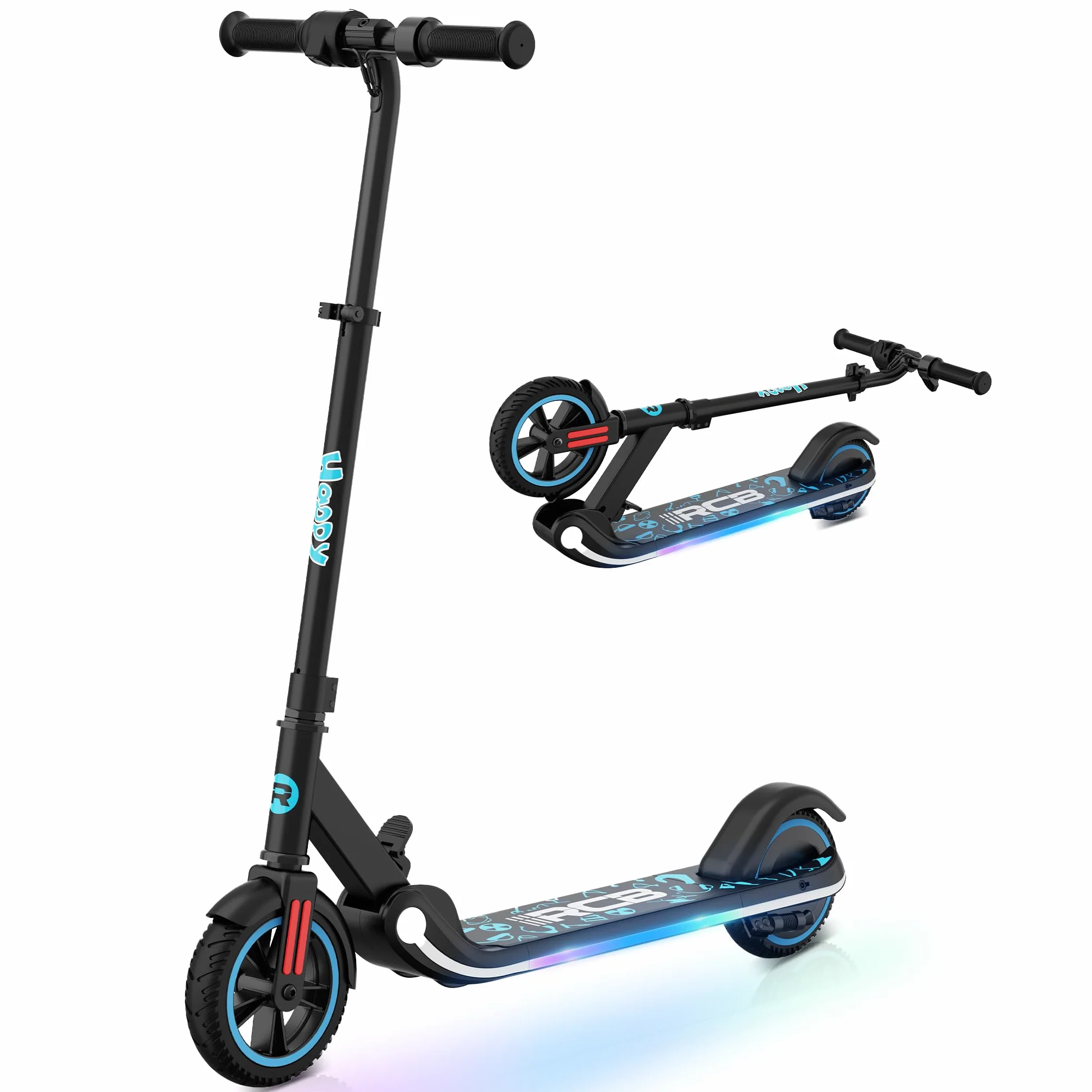 Monopattino Elettrico per Bambini 6-12 Anni, Motore 150W, 16 Km/h, Pieghevole, LED, Regolabile