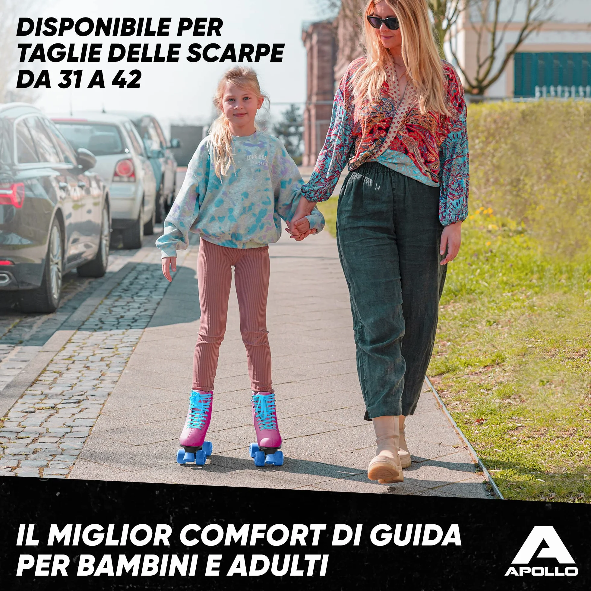 Apollo Pattini a Rotelle Super Quad X Pro | Regolabili per Bambini e Ragazzi | Taglia 31-42