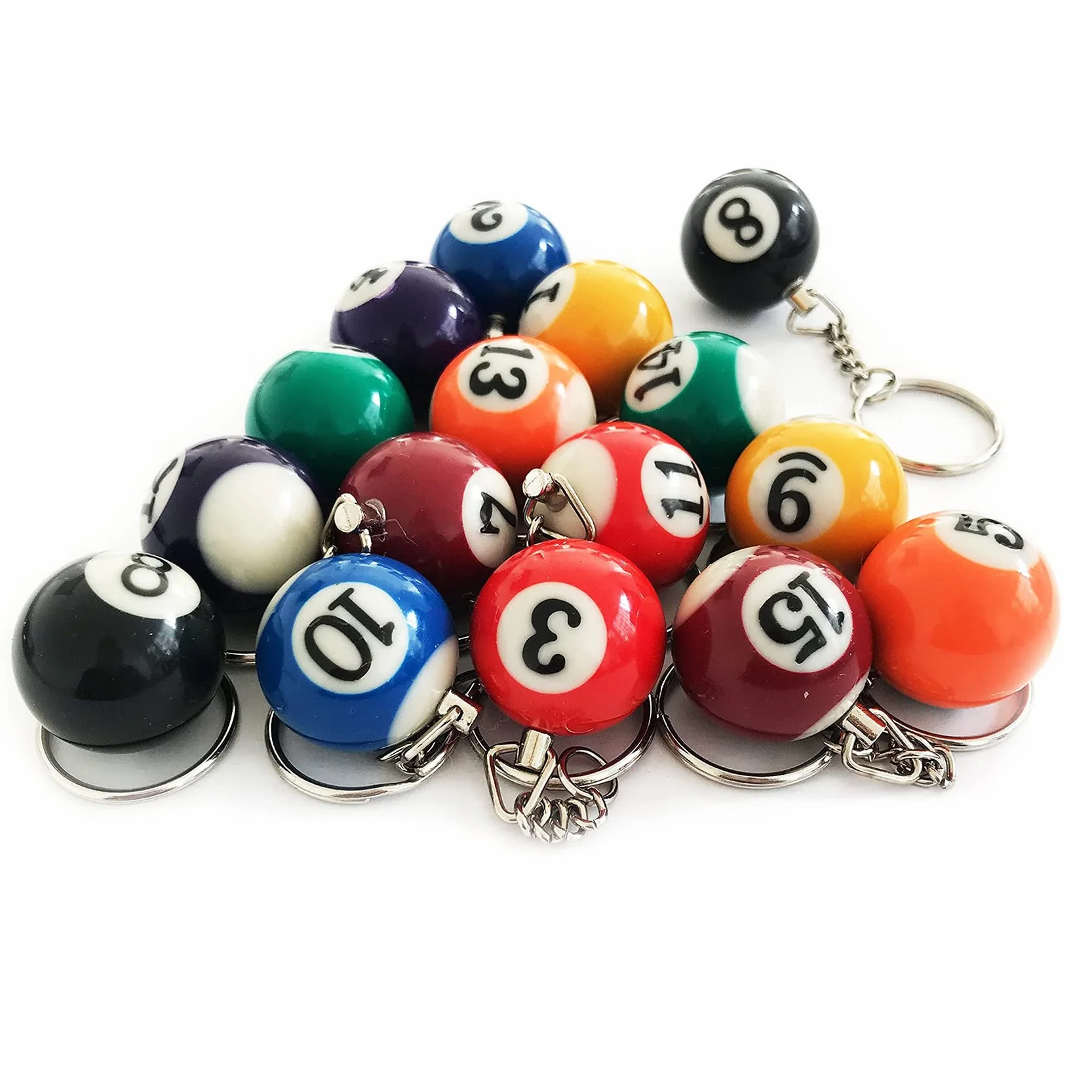 Colorful Biliardo Ball Set 16 Pz Portachiavi Eightball Billar Accessori