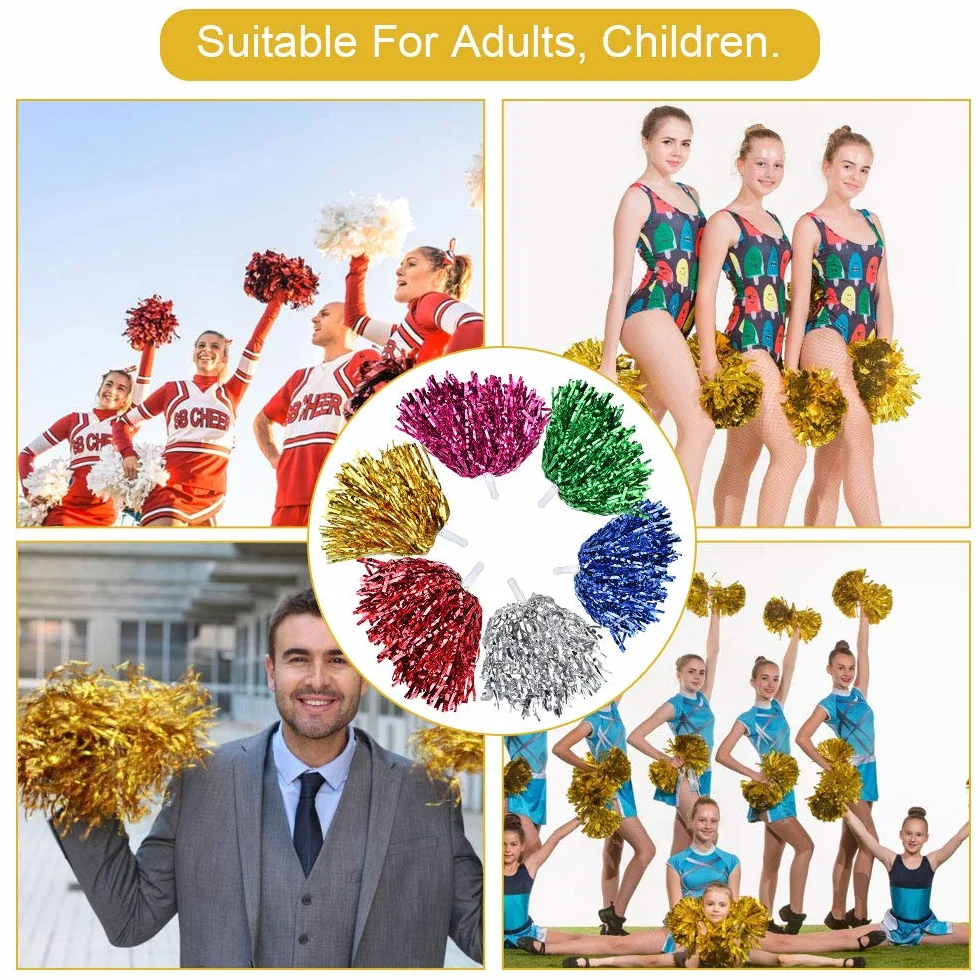 Cheerleading Pom Poms 12 Pz Plastica Cheerleader Anello Pom Pom Mano Fiori per Eventi Sportivi