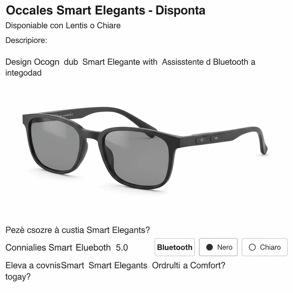 Occhiali Smart Audio Bluetooth 5.0, Montatura Nera Lenti Polarizzate Intercambiabili, Controlli Touch, 155mm