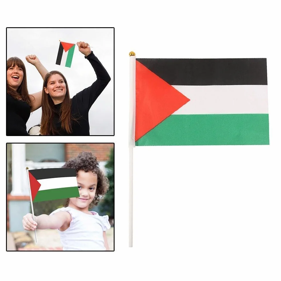 Palestina bandiera palestinese con palo I Stand mano sventolando