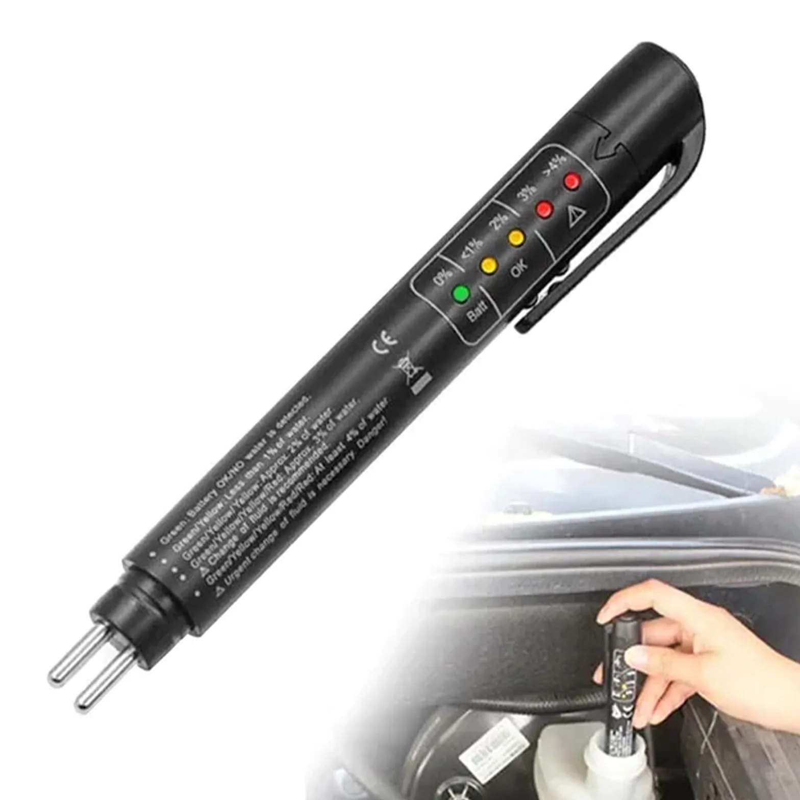 TMRBBesty Tester Liquido Freni,Tester Olio Freni,Penna Tester Liquido Freni,Tester del Liquido,con 5 LED Indicatore,Test Freni diagnostici Auto per DOT3 DOT4 DOT5,Escluse Le batterie