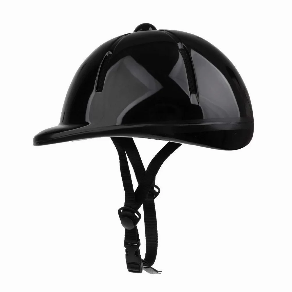 Casco da equitazione regolabile per bambini, per sport e cavalli, nero