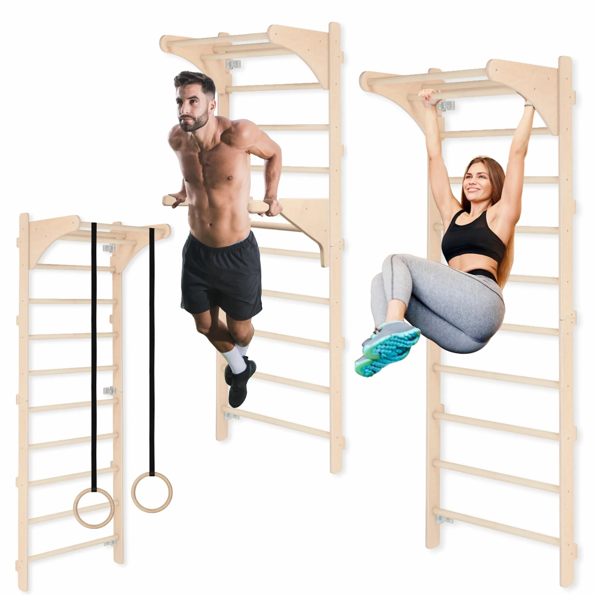 MAMOI Scala da ginnastica per allenamento con manico e barrette per dip