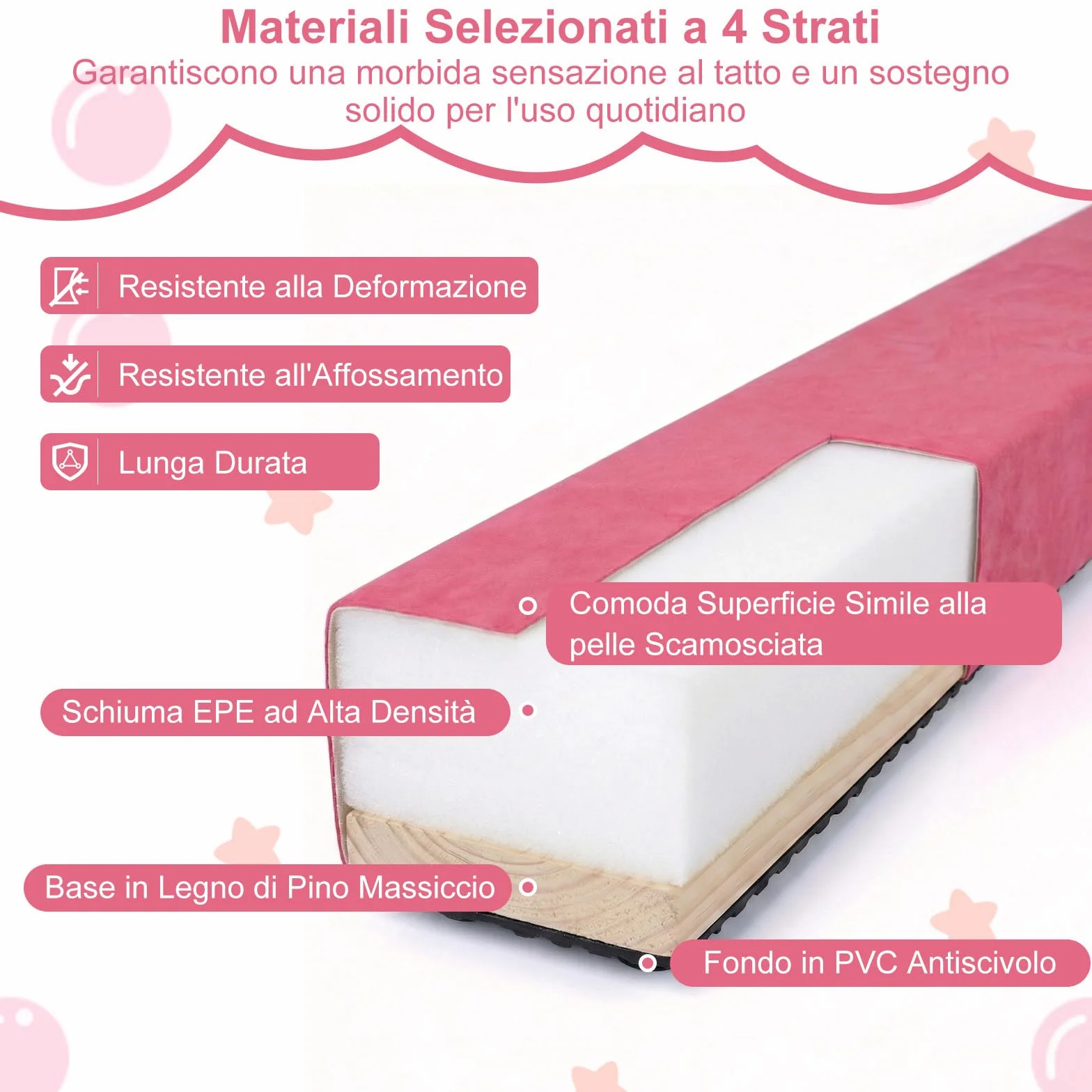 COSTWAY Trave Ginnastica Artistica Pieghevole per Bambini 210-270 cm, Base in Legno Antiscivolo