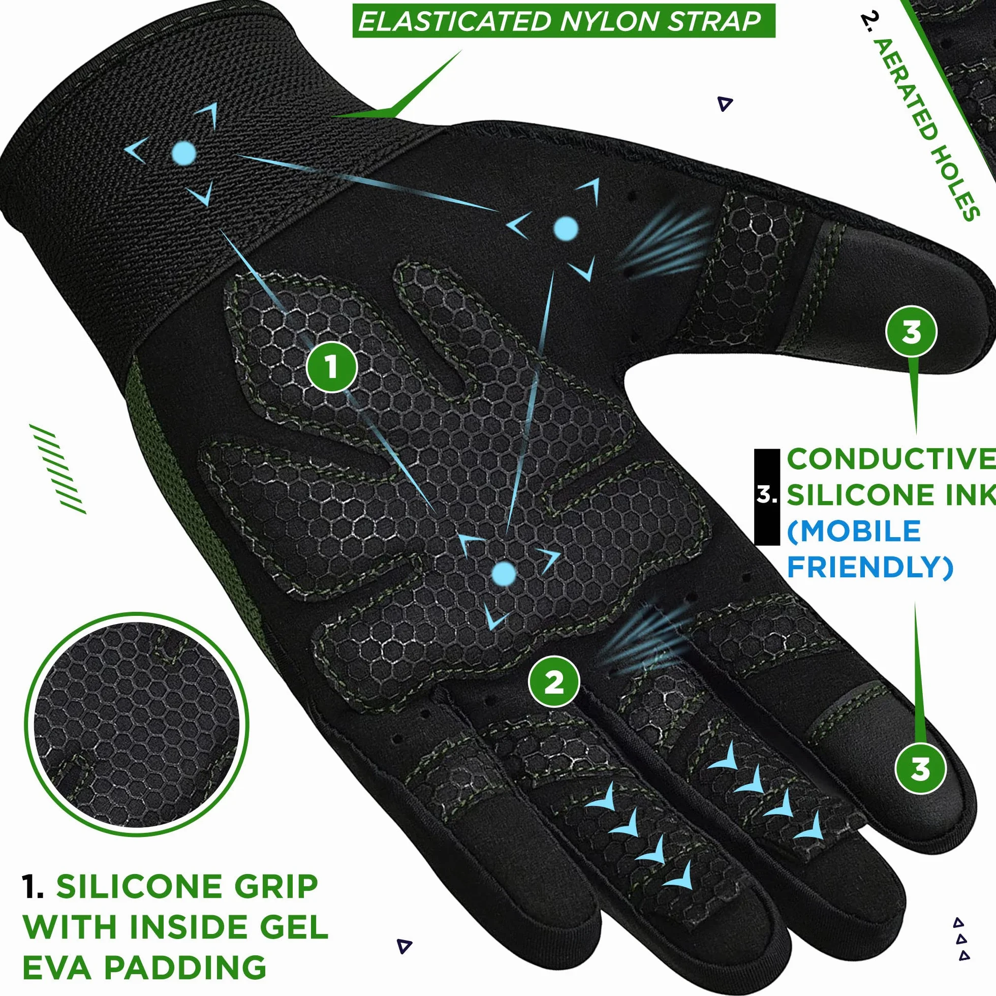 RDX Guanti Palestra Sollevamento Pesi Fitness Touch Screen Antiscivolo Imbottito Uomo Donna