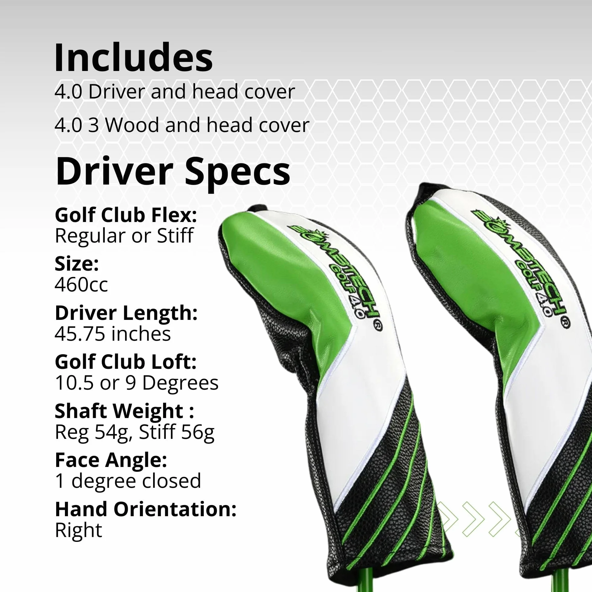 BombTech Golf 4.0 Driver e 3 Legno Bundle Premium Golf Wood Set per uomo