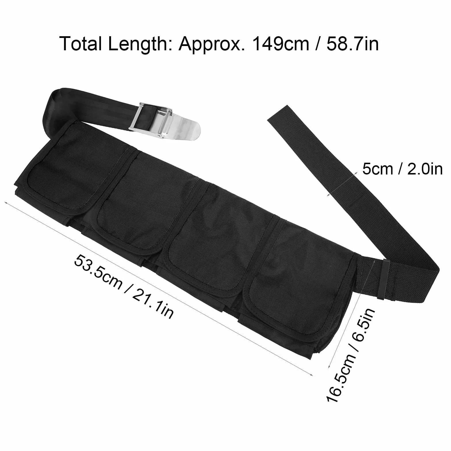 Cintura con Piombi da Sub in Tessuto Oxford 4 Tasche Fibbia Sgancio Rapido Regolabile per Immersioni Snorkeling Apnea
