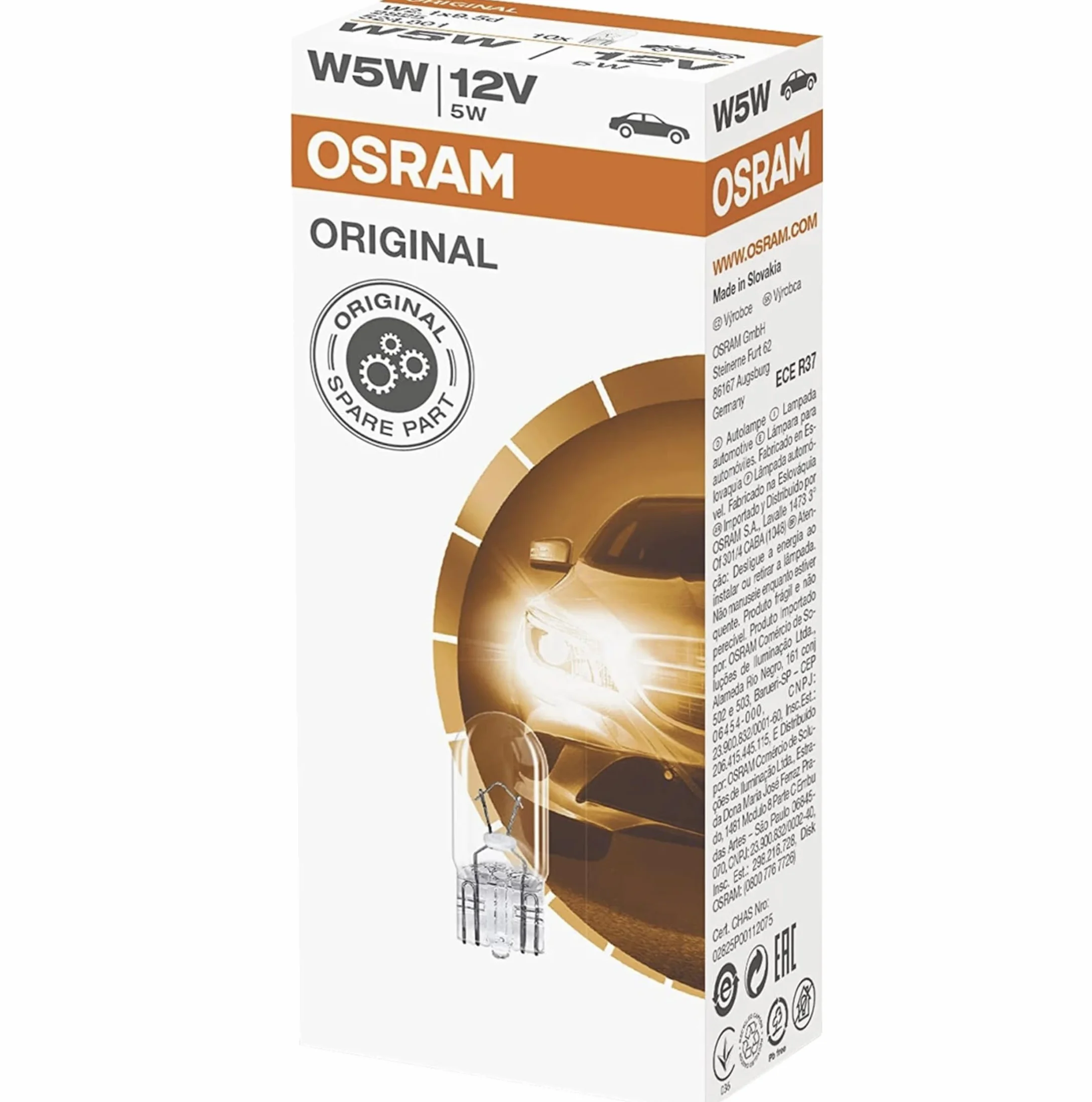 Osram 2825 Original W5W, 12V, Astuccio da 10