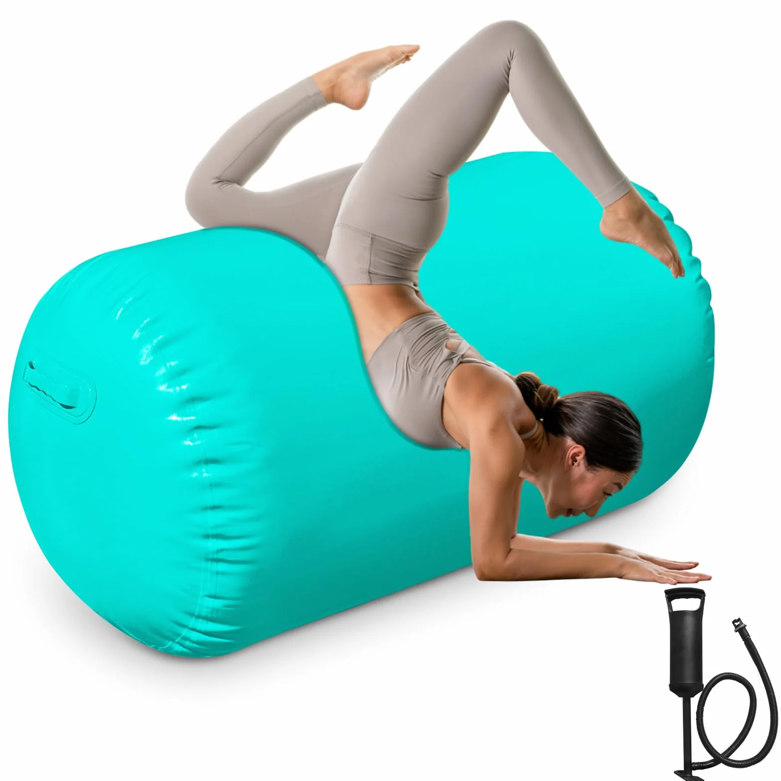 Air Roller Rullo Barile Gonfiabile 120X80cm/120x60cm, PVC Ginnastica Rotolo Tumbling Barrel, Capriola all'indietro allenamento per rotolamento, yoga e cheerleading, con pompa manuale