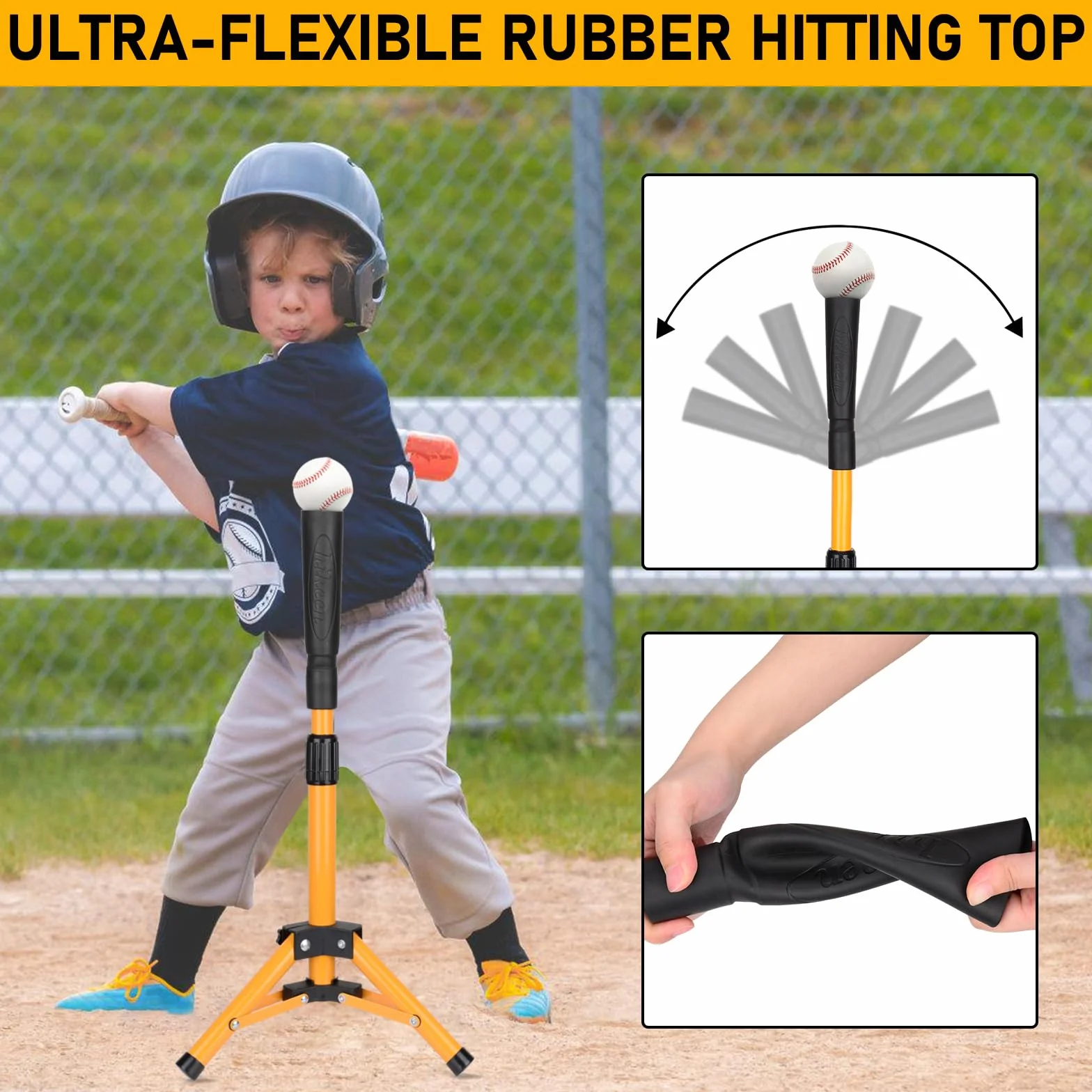BOOSTEADY Baseball Tee, Baseball Batting Tee per Bambini, Baseball Tee da Allenamento per Softball e Baseball, Altezza Facile e Regolabile, Portatile, con Borsa per Trasporto