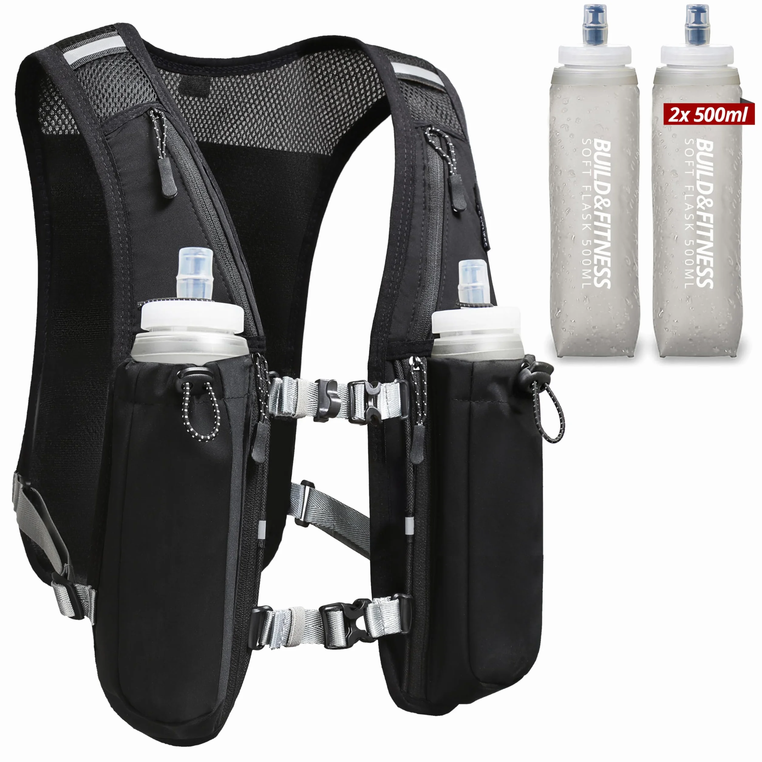 Gilet idratante da corsa riflettente 7 tasche asciugatura rapida resistente all'acqua traspirante