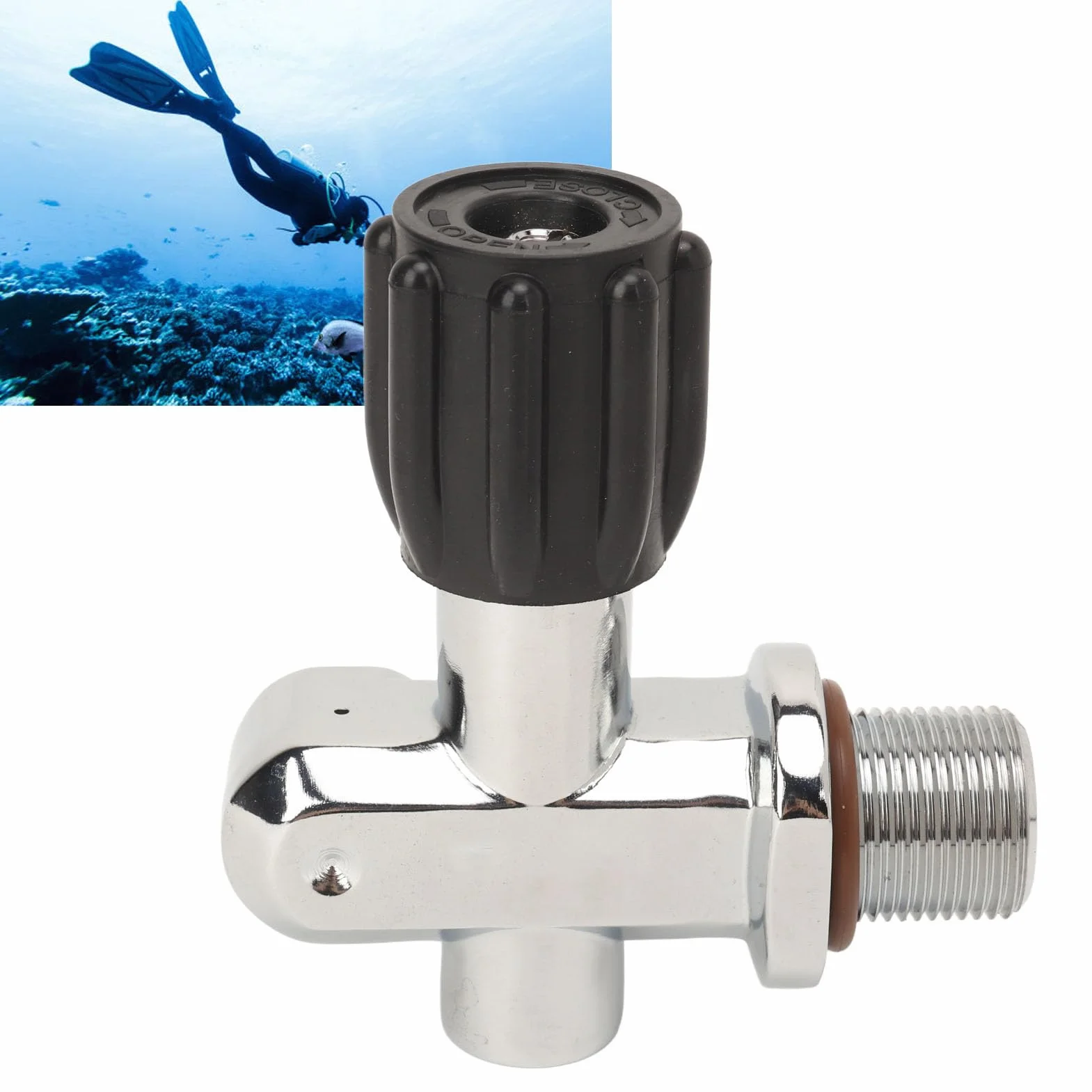 Valvola per Bombola Subacquea G3/4 Ottone Cromato Alta Pressione Doppio Uso Antincendio Snorkeling