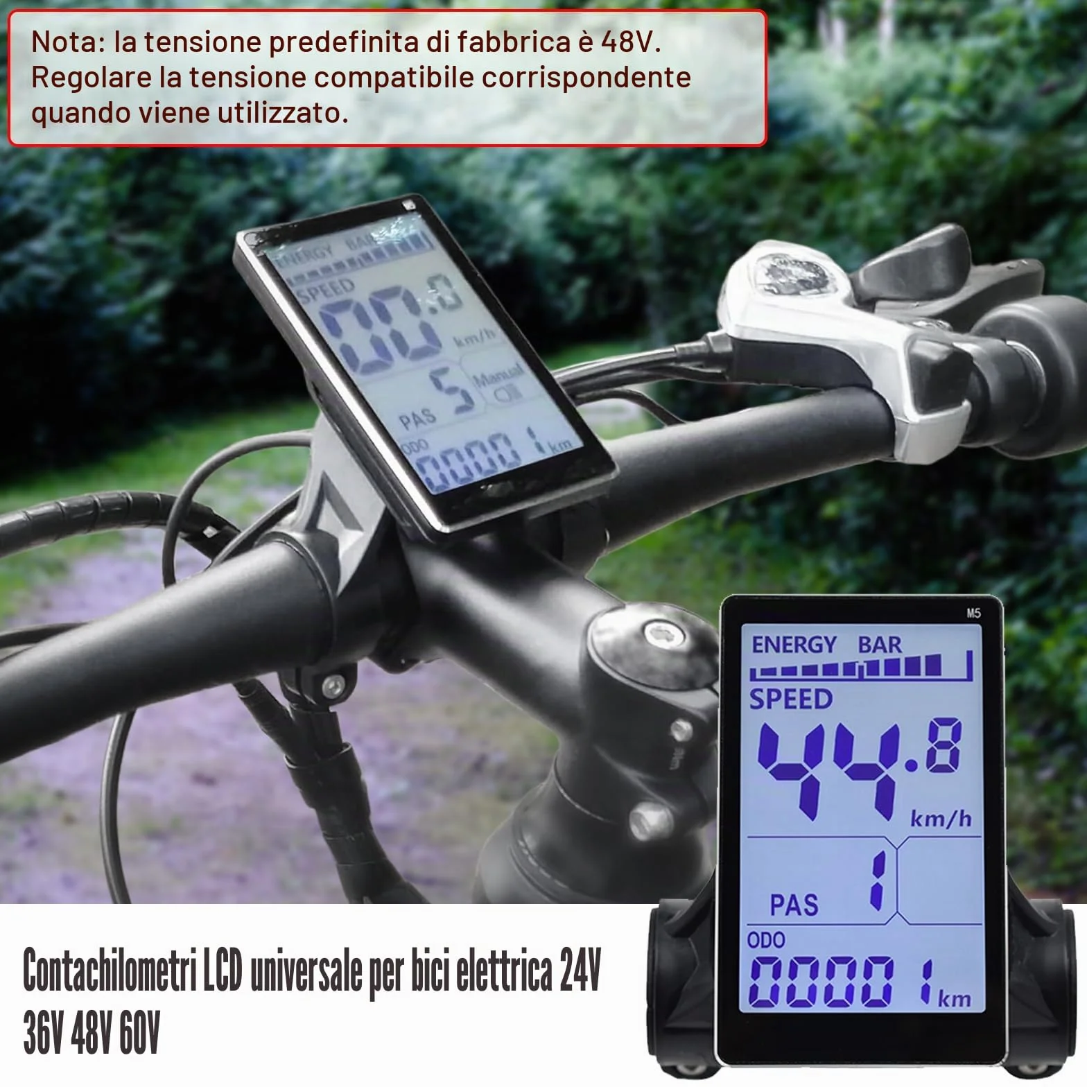 Monitor LCD bici elettrica 24V 36V 48V 60V 5 poli impermeabile scooter elettrico accessori 31,8 22,2 mm