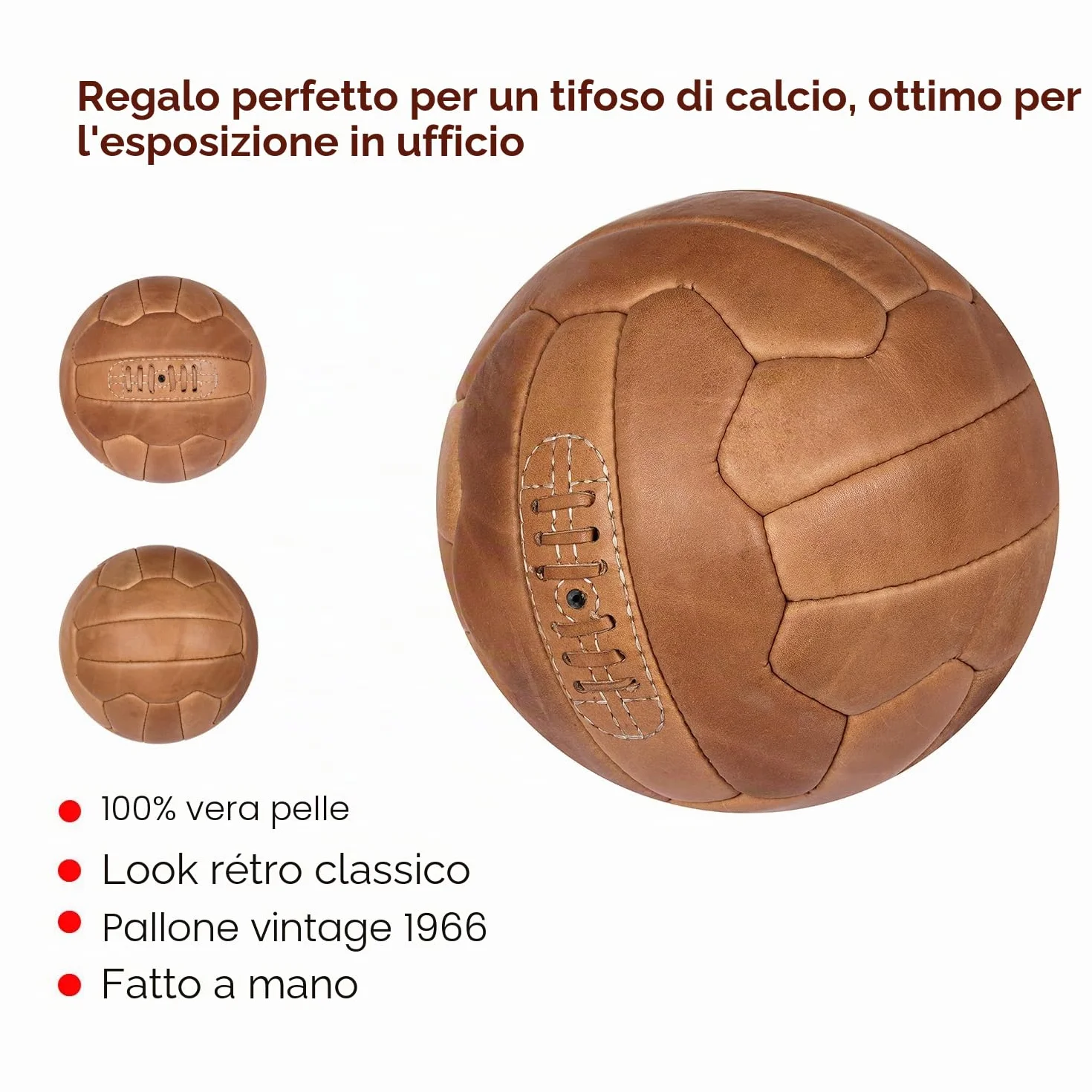 Pallone da calcio vintage in pelle anticata FNine