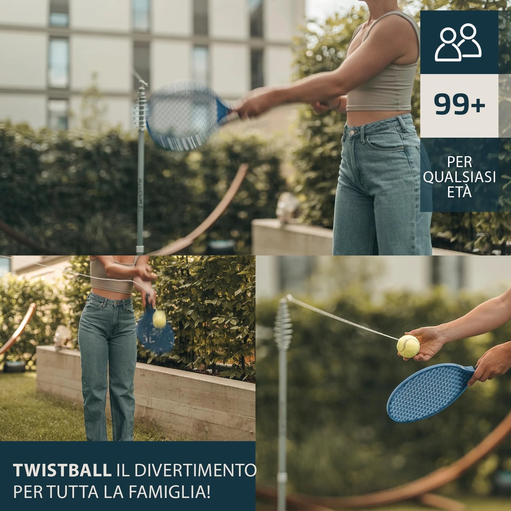 PHIBER-SPORTS Twistball Set Modello Migliorato 2026 – Swingball per Bambini e Adulti, Palla da Tennis su Corda, Tennis Trainer Gioco Giardino