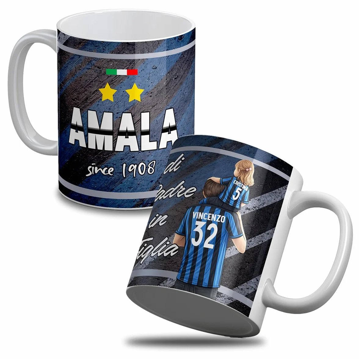 Personalizzata Tazza Inter Ceramica Regalo Tifoso Interista Padre Figlio Figlia Festa del Papà Compleanno Natale
