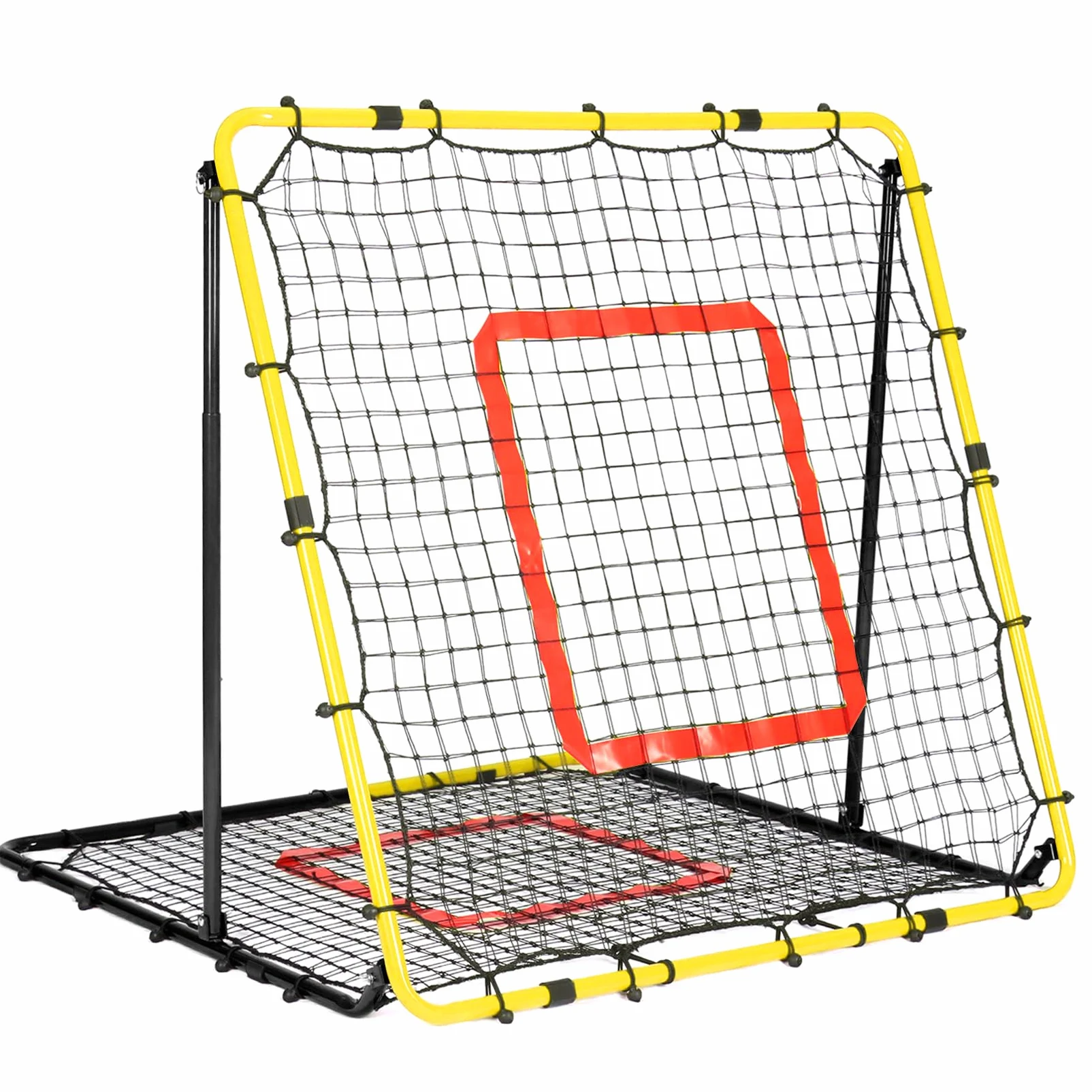 Rete Rimbalzo Calcio Pieghevole, 120 x 120cm Reti da Rimbalzo per Pallavolo, Rete PE a Doppio Strato, Angolo Regolabile, Formazione Sulle Competenze per Calcio, Pallavolo e Pallacanestro