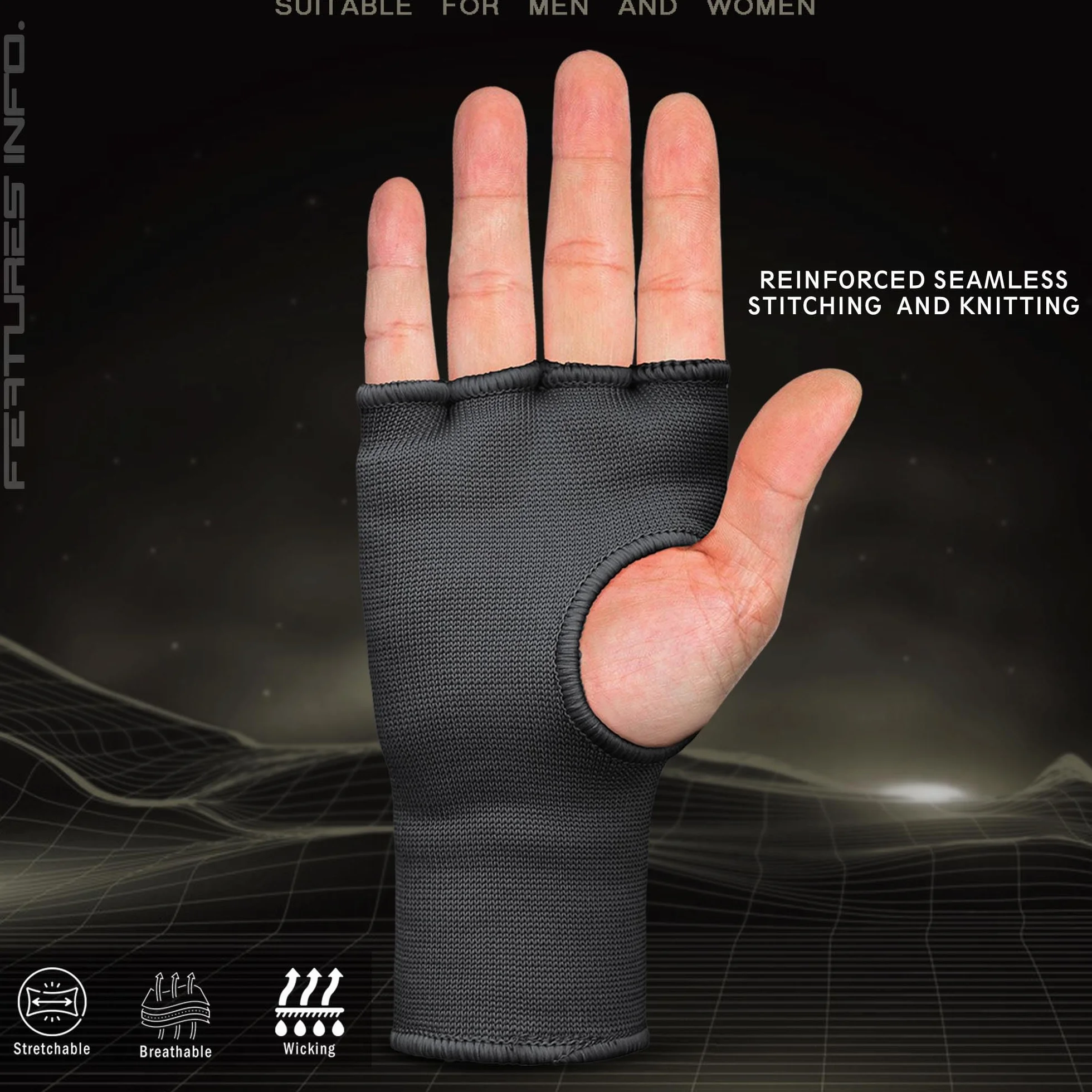 Mytra Fusion Sottoguanti Boxe Imbottito in Gel Senza Cinghie Uomini Donne per MMA Muay Thai Kickboxing