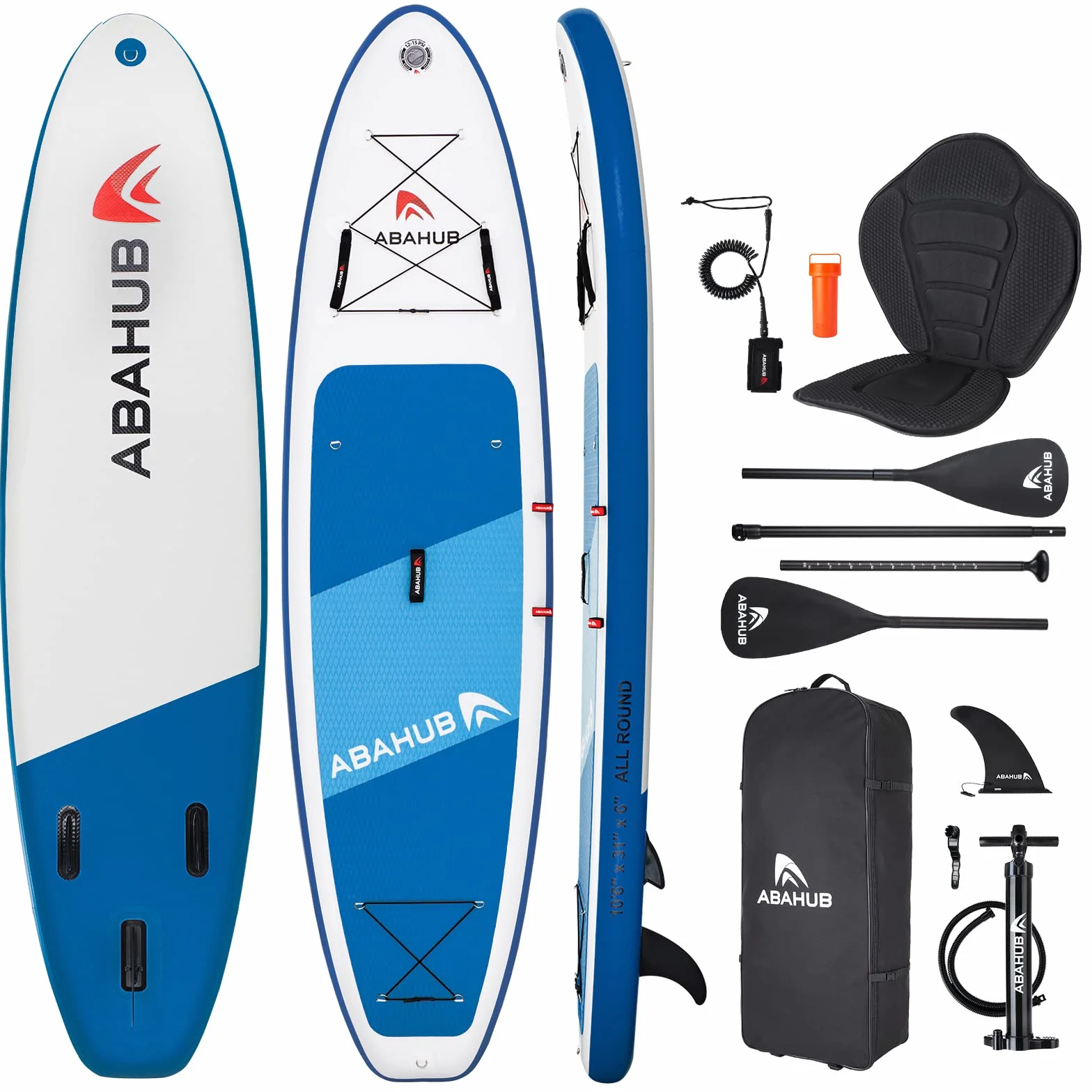 Abahub Tavola SUP Gonfiabile Set Tavola Stand Up Paddle Sedile Kayak, con Pagaia in Alluminio Regolabile, per Kayak, Yoga, Pesca 320x 78/84x 15cm