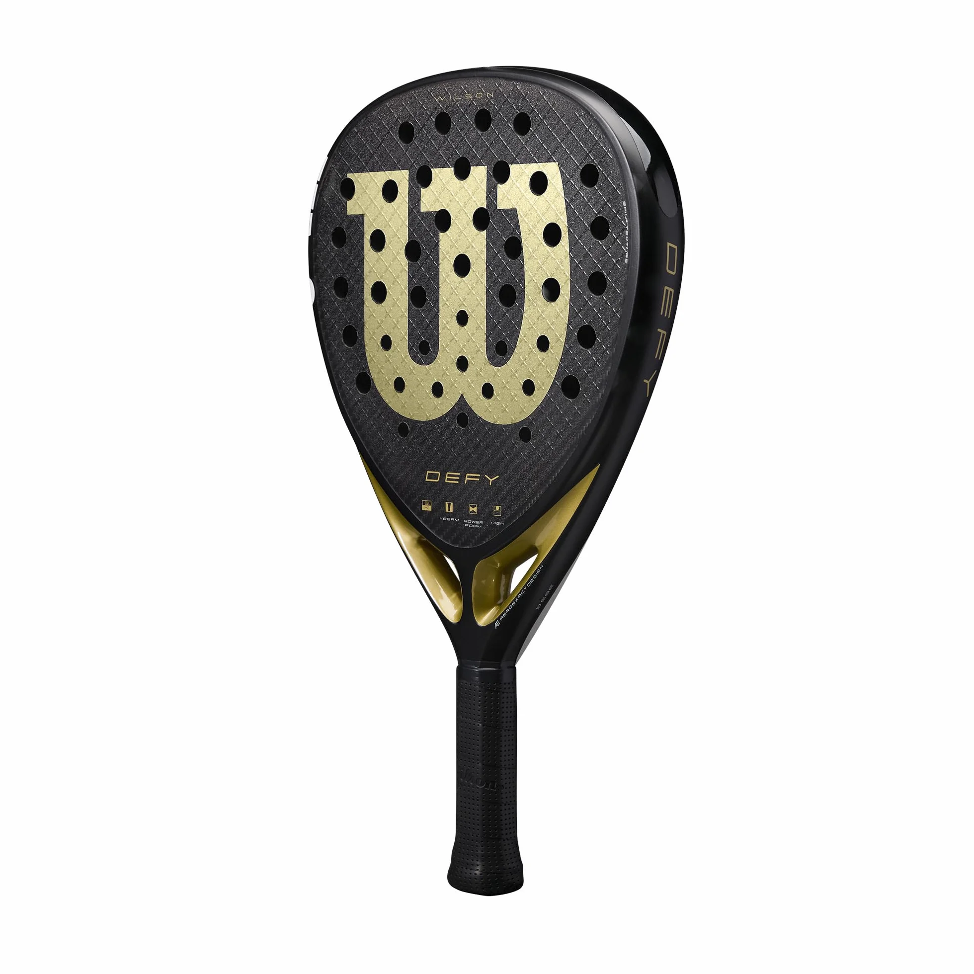 Wilson Racchetta da Padel Defy V1, Telaio Leggero, Design Aerodinamico, Nero/Oro, Misura 2