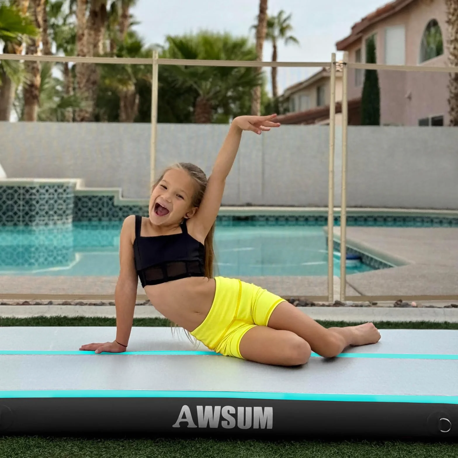 AWSUM Ginnastica Air Roller Tumbling Barrel Back Somersault Backbend Trainer per ginnastica Attrezzatura gonfiabile Springboard con pompa elettrica