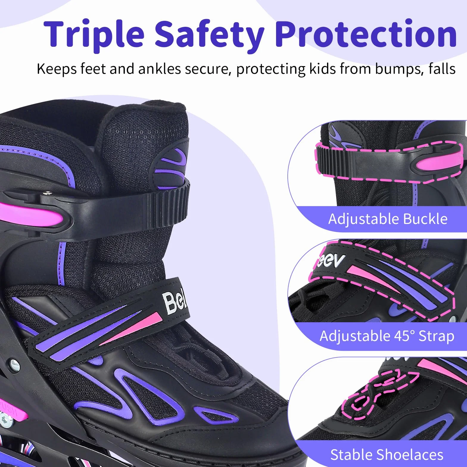 Pattini In Linea Bambina Regolabili con Ruote LED Luminose, BELEEV Inline Skates per Bambino Principianti