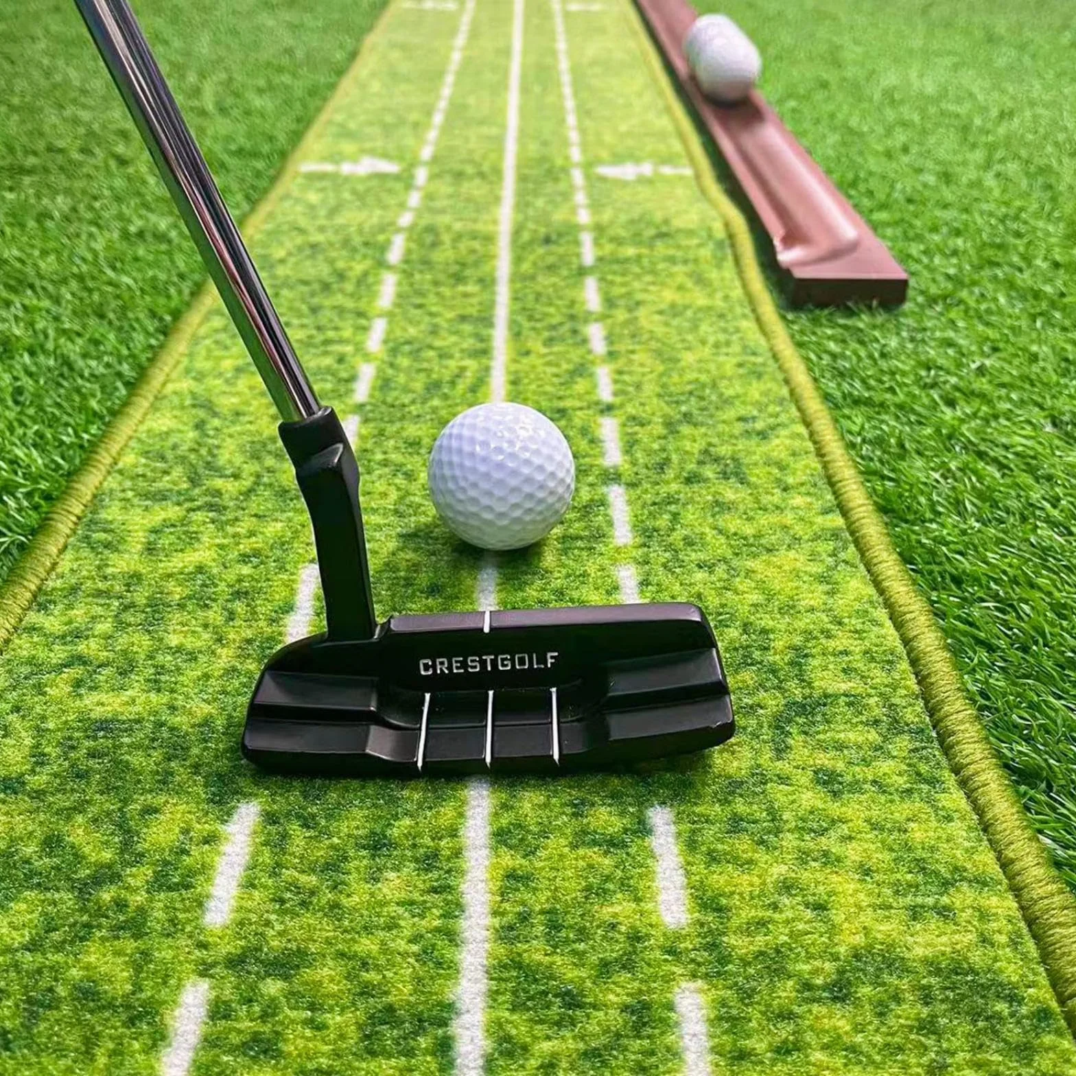 CRESTGOLF Golf Putting Trainer 2,9 x 0,45 m tappeto erboso con pista di ritorno automatica