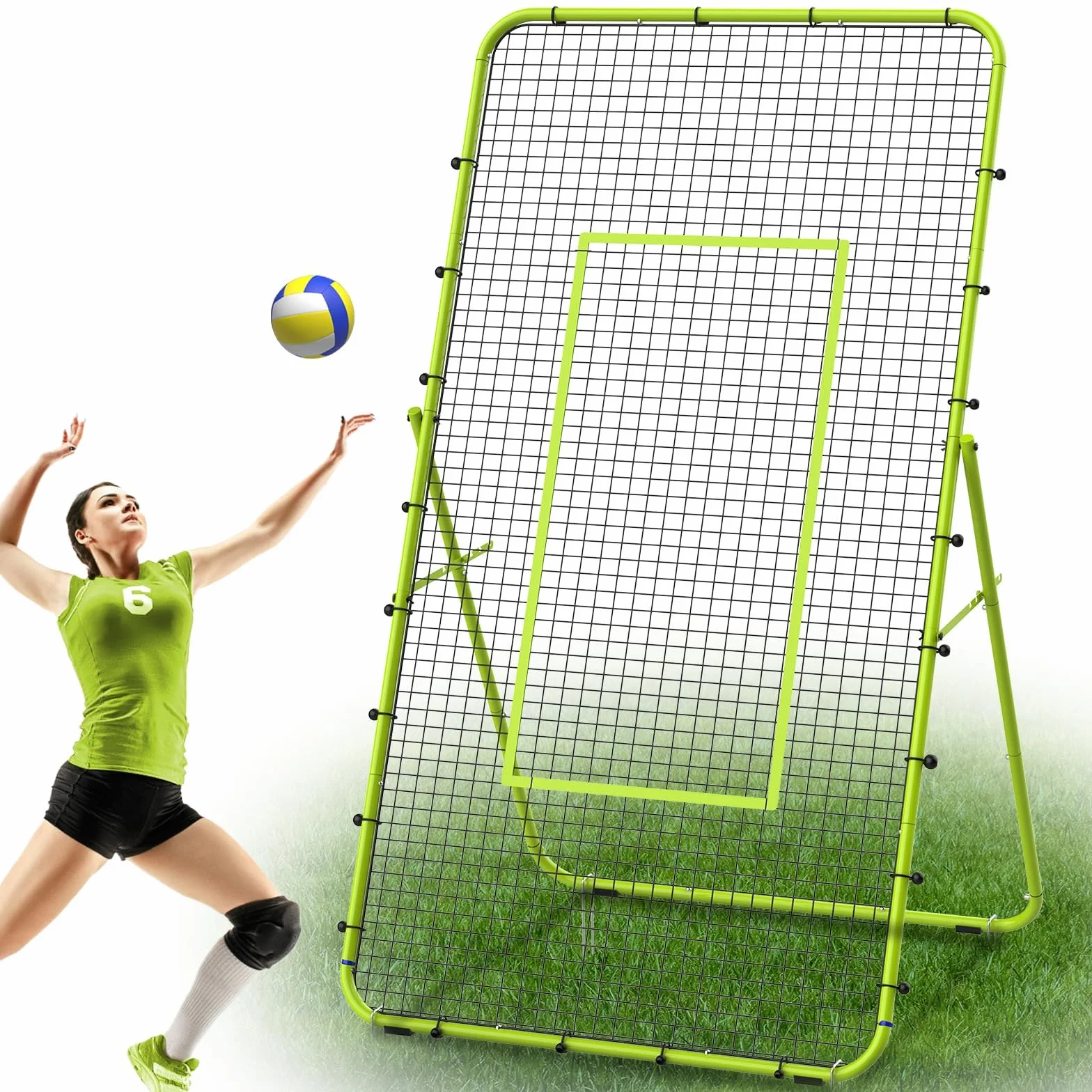 LIANTRAL Rimbalzo per Pallavolo Rete, 2,2 x 1,2 m, Attrezzo per Allenamento di Pallavolo con Zona di Battuta per Esercizi di Lacrosse e Baseball, Rete da Pallavolo Regolabile per Interno ed Esterno