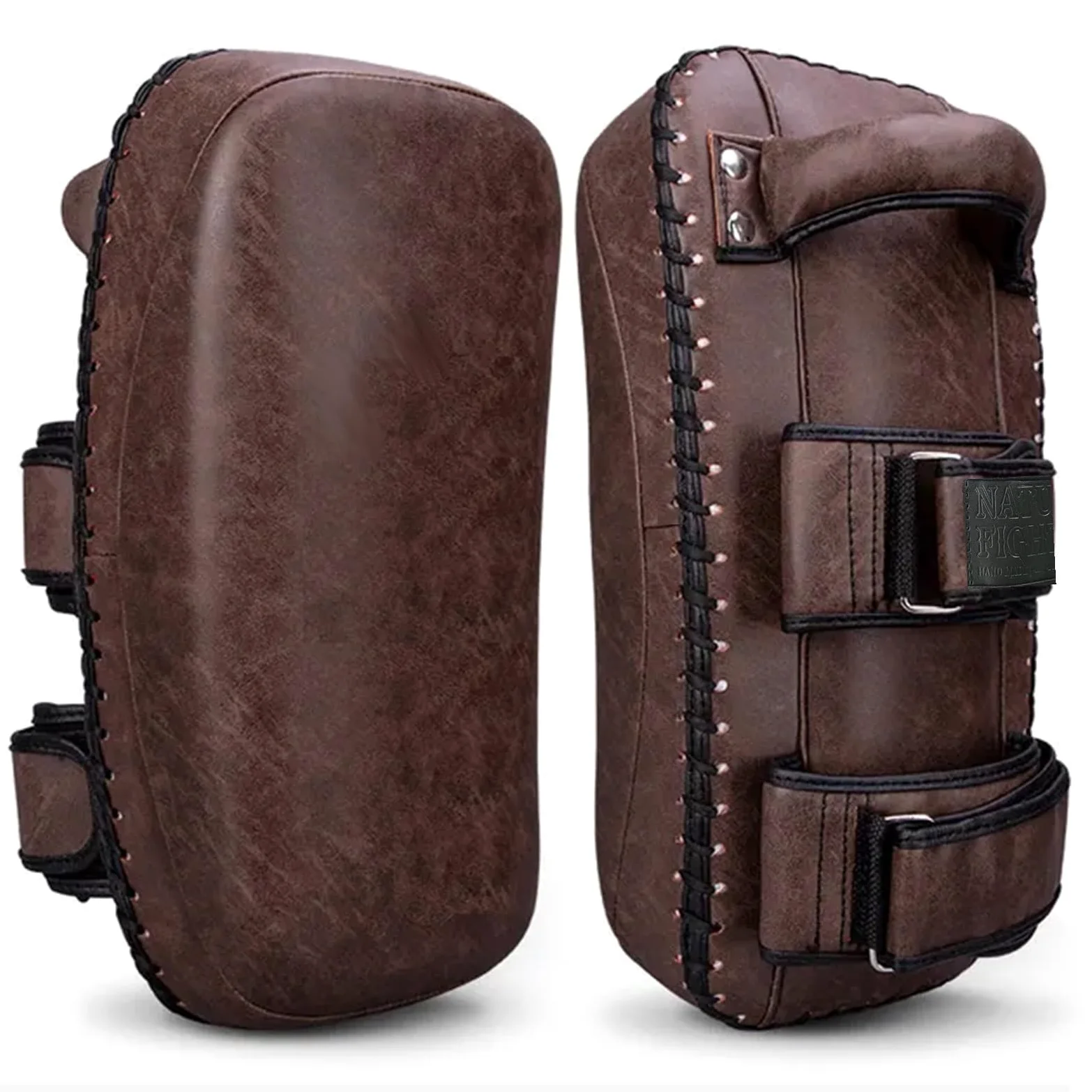 colpitore pao Scudo Thai Pad Curvo Pesante in Pelle Vintage Retro Style di Microfibra con Imbottitura in Gel per Allenamento MMA Muay Thai Kick Boxe Arti Marziali