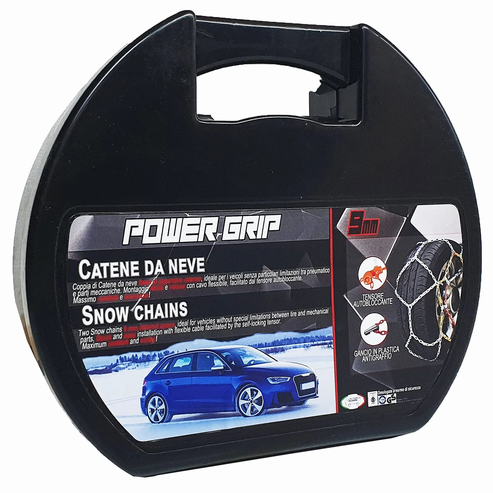 Catene da Neve 9mm Omologate TÜV GS Onorm Gruppo 100 Acciaio Montaggio Facile