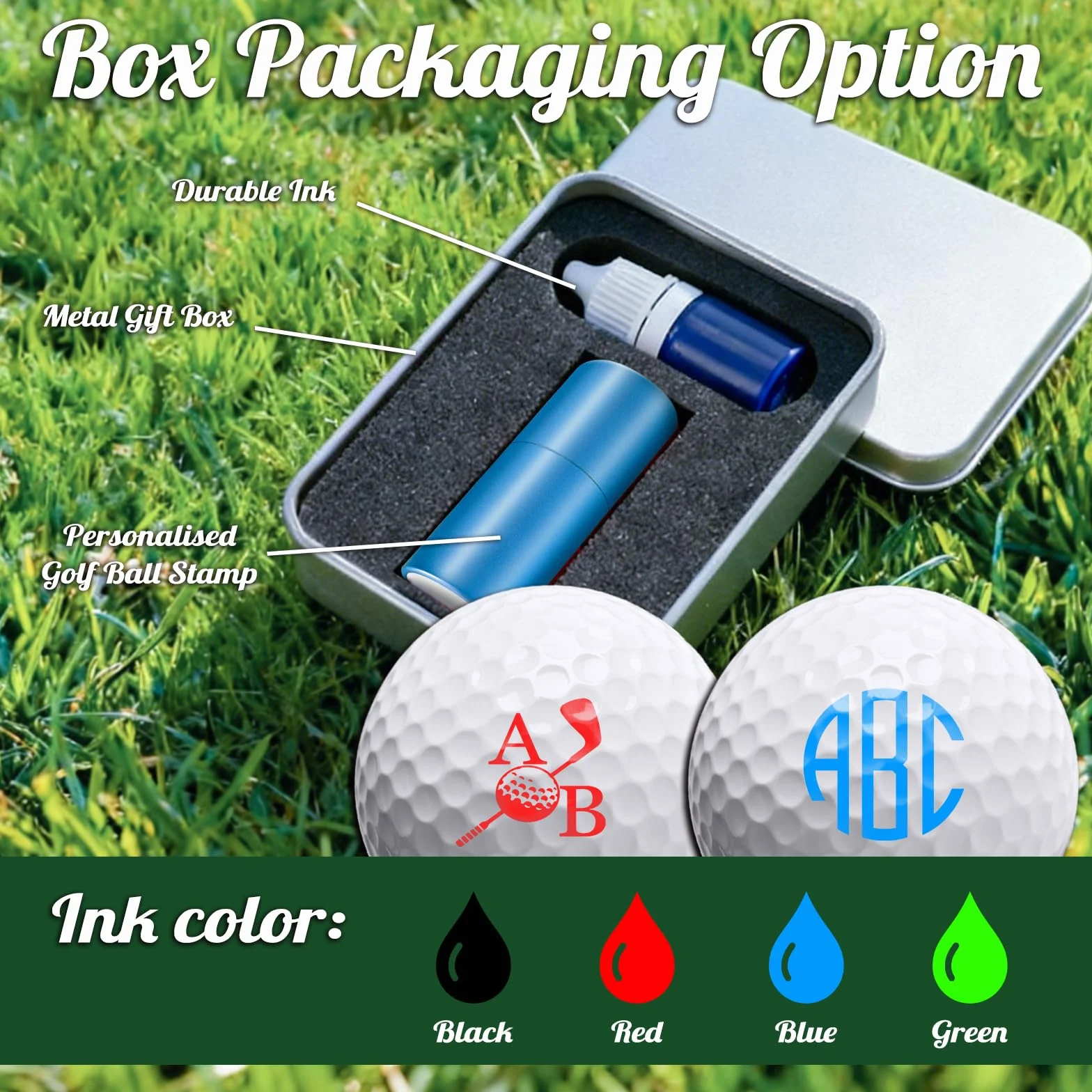 Amlion Timbro personalizzato per pallina da golf, autoinchiostrante, monogramma, nome, logo, accessori regalo