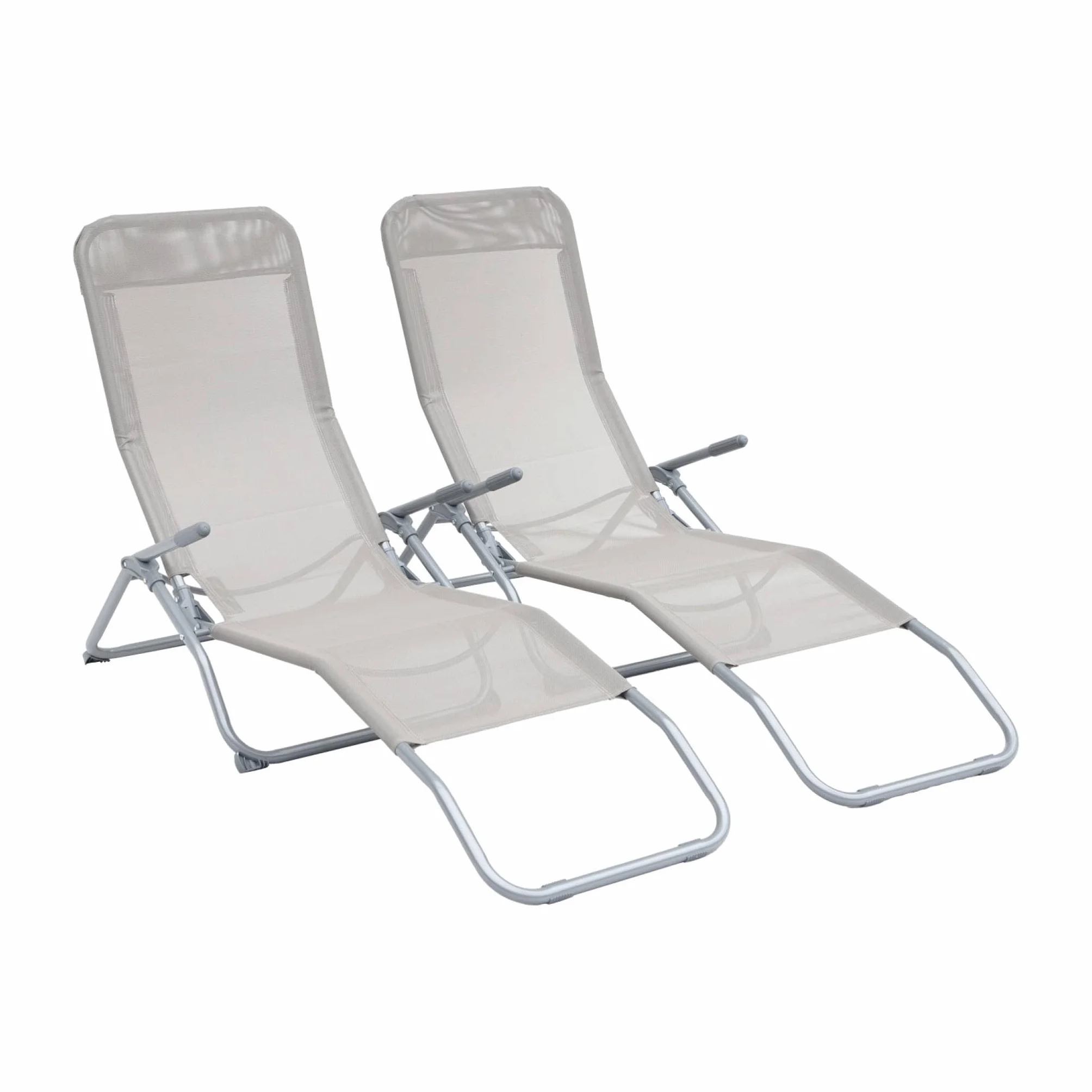Set 2 sdraio in textilene multiposizione Grigio bruno - 60x165x70 cm